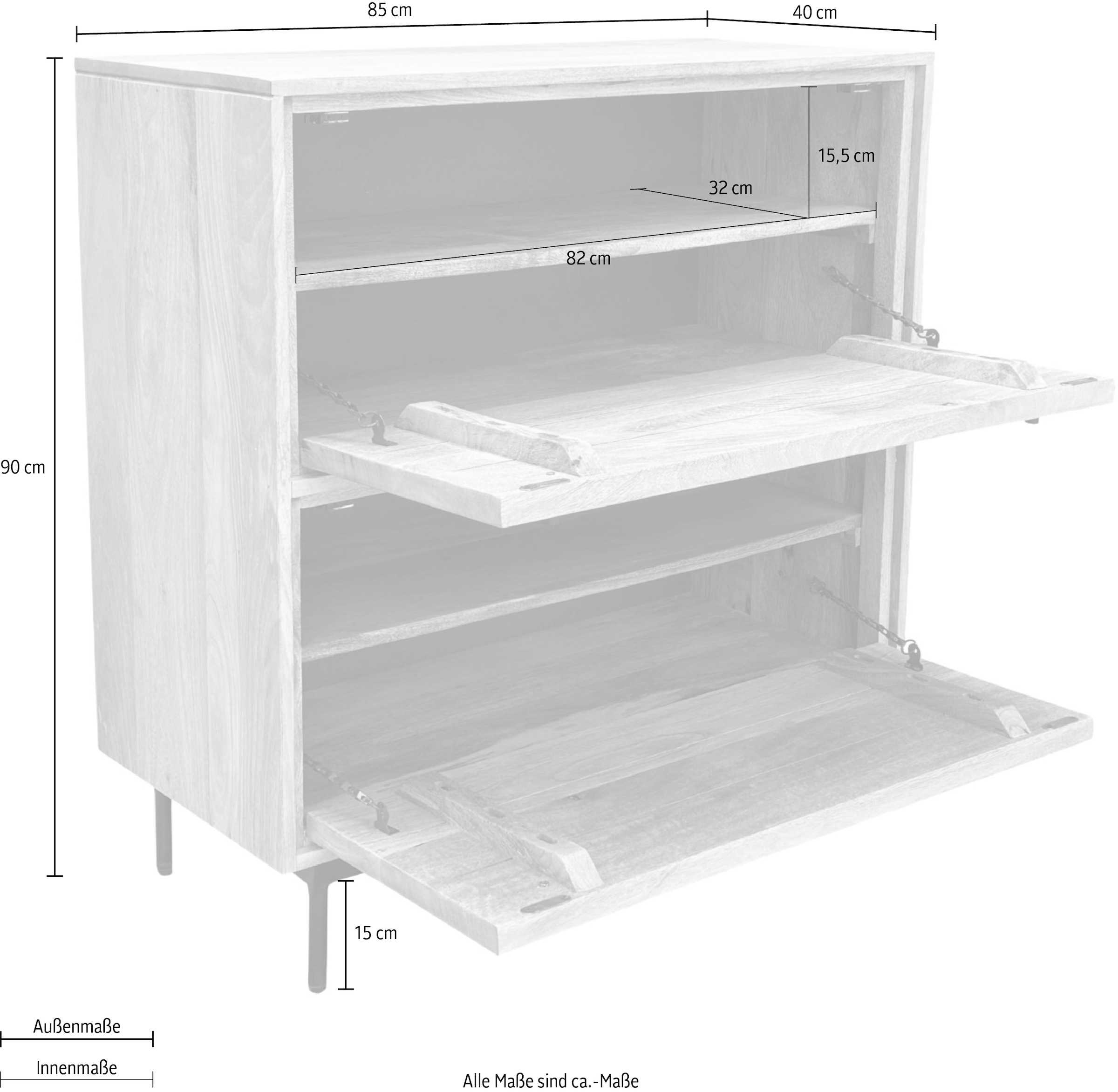 SIT Schuhschrank 1 Stk. tlg. Massiver Schuhschrank mit Lamellen‑Front & kunstvollen Schnitzereien