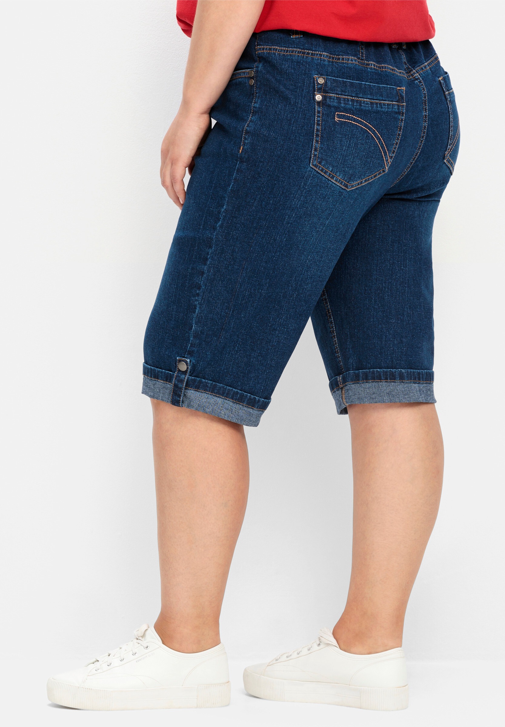 Sheego Bequeme Jeans »Jeansbermudas Jeansbermudas mit fixiertem Aufschlag« mit fixierbarem Aufschlag