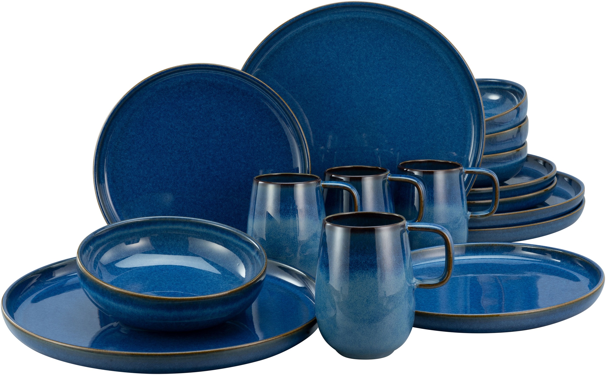 CreaTable Kombiservice »Atlantico«, (Set, 16 tlg.), mit intensiver Kobalt-Blau-Reaktivglasur