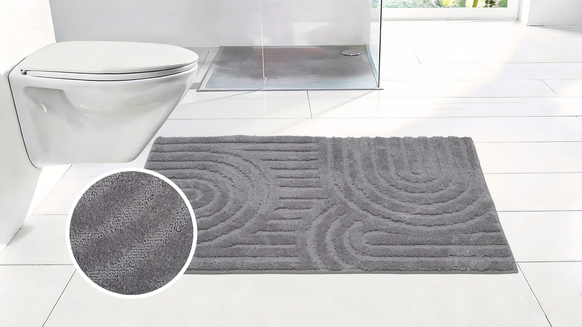 OTTO home Badematte »Zen, Badvorleger, Badezimmer Teppich, Duschvorleger« Höhe 10 mm rutschhemmend beschichtet fußbodenheizungsgeeignet | schnell trocknend Uni Farben, Hoch-Tief-Effekt, modernes Muster, Zen