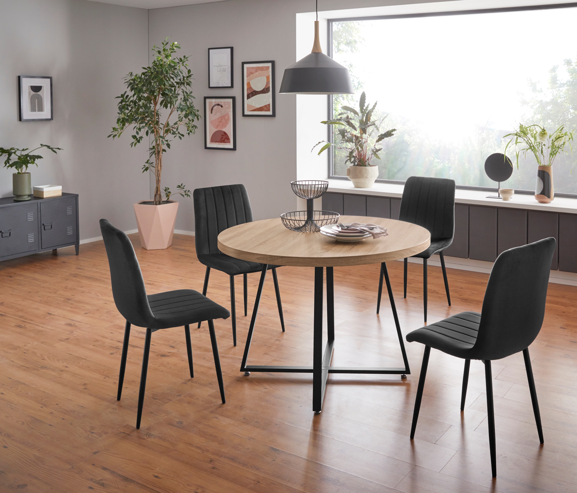 Home affaire Esstisch »Anja, TOPSELLER!«, (Esstisch, Küchentisch), Durchmesser 110 cm, Skandi Design, Metallgestell