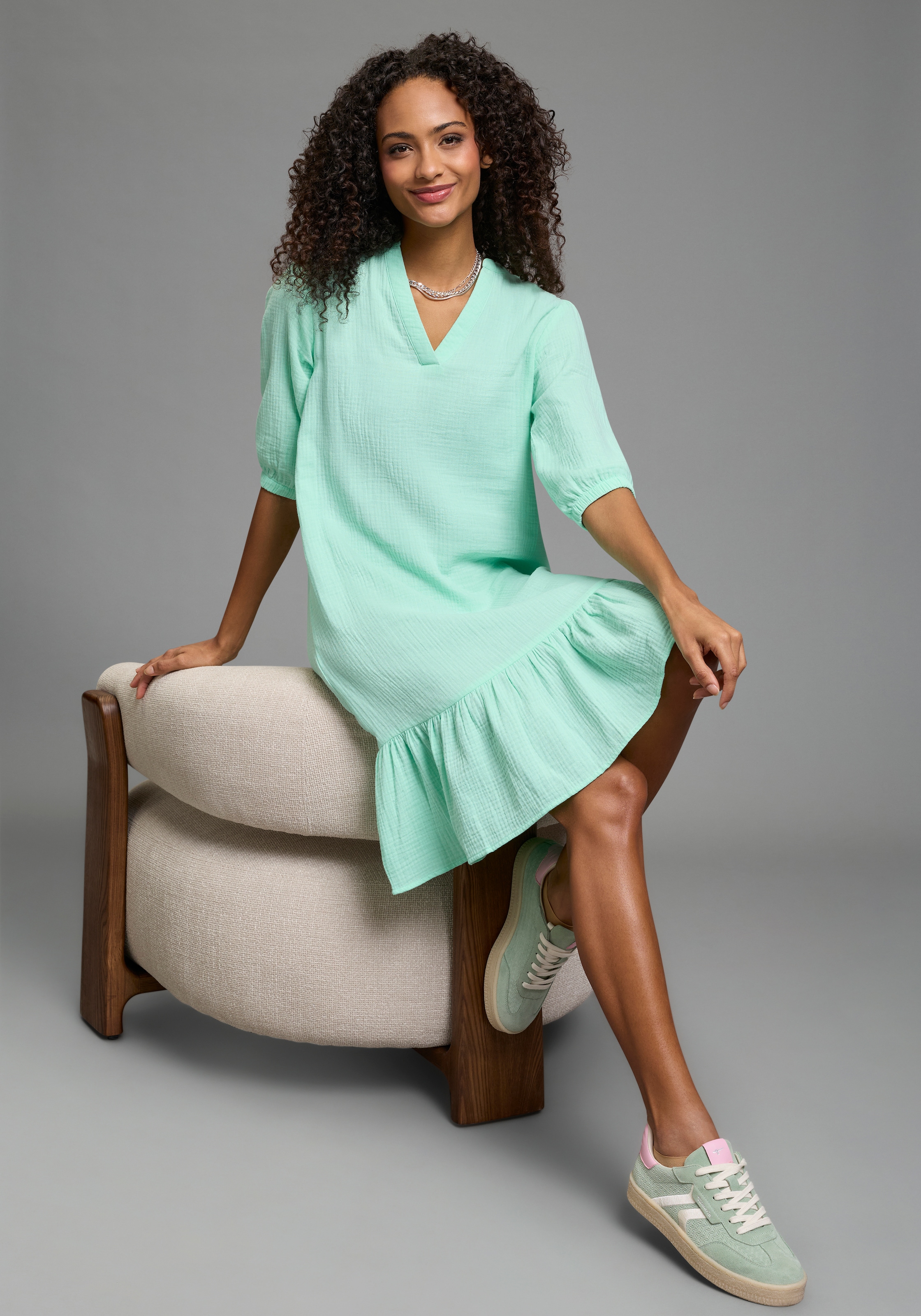 Laura Scott Sommerkleid kniefrei, für Casualmode, Frühlingsmode und Partymode, aus Baumwolle