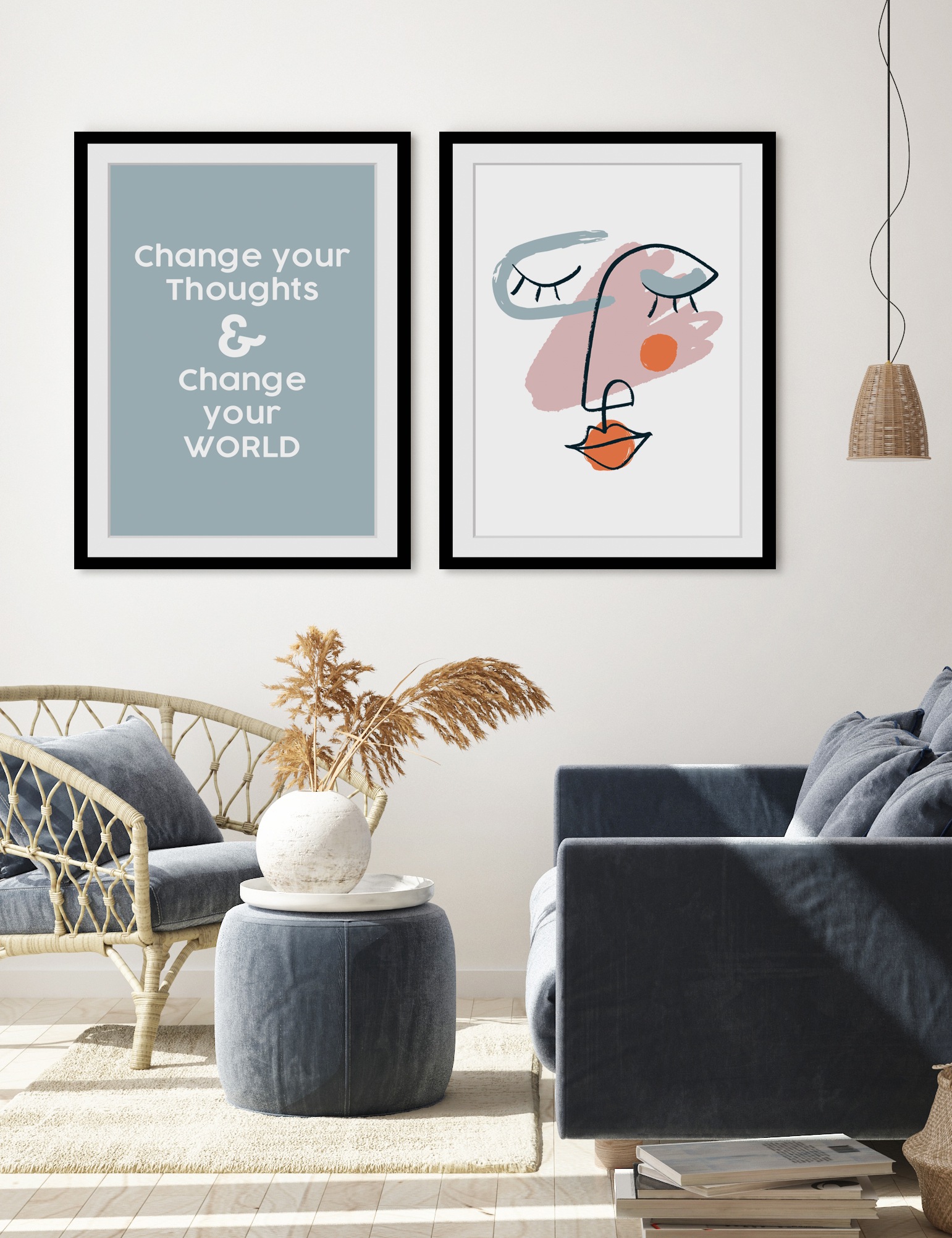 queence Bild »CHANGE«, Sprüche & Texte-Motivationsbilder-Schriftzug, HD Premium Poster-Druck inkl. Holzrahmen