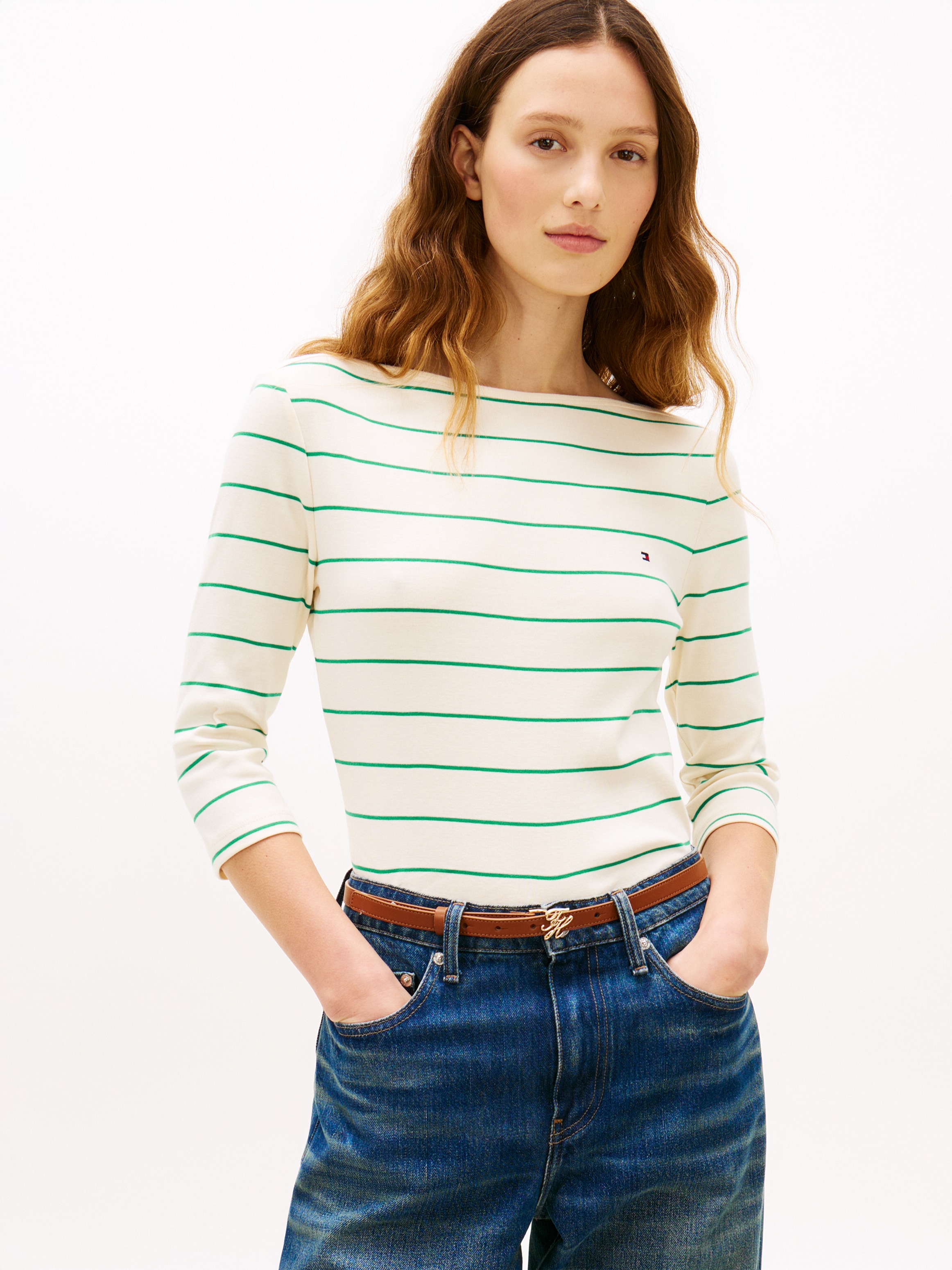 Tommy Hilfiger 3/4-Arm-Shirt »NEW CODY SLIM BOAT-NECK« mit Logostickerei