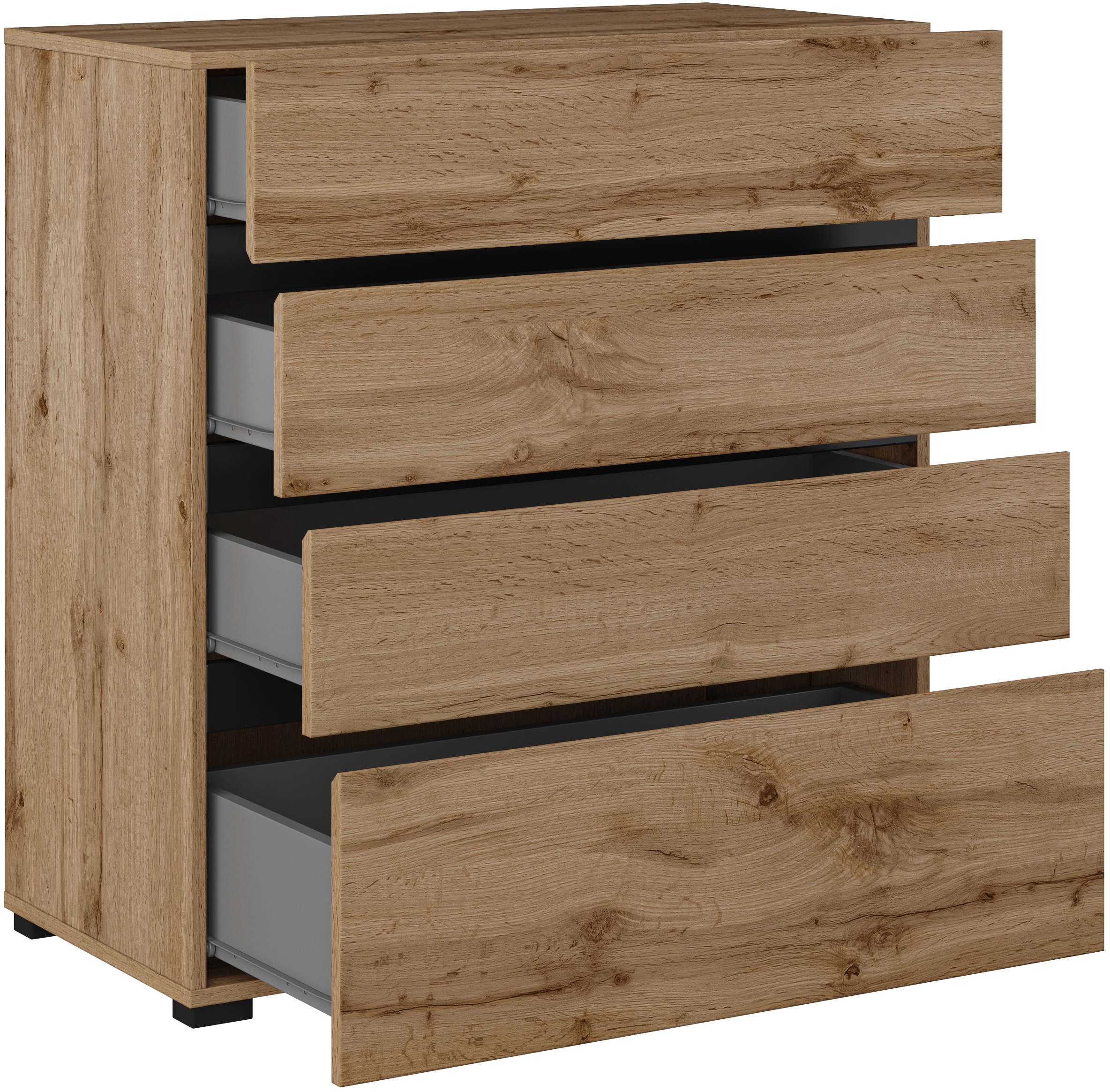 INOSIGN Kommode »Cross, moderne grifflose Schubladenkommode, 80x40x85cm (BxTxH)«, Schubladenschrank, Sideboard mit 4 Schubkasten