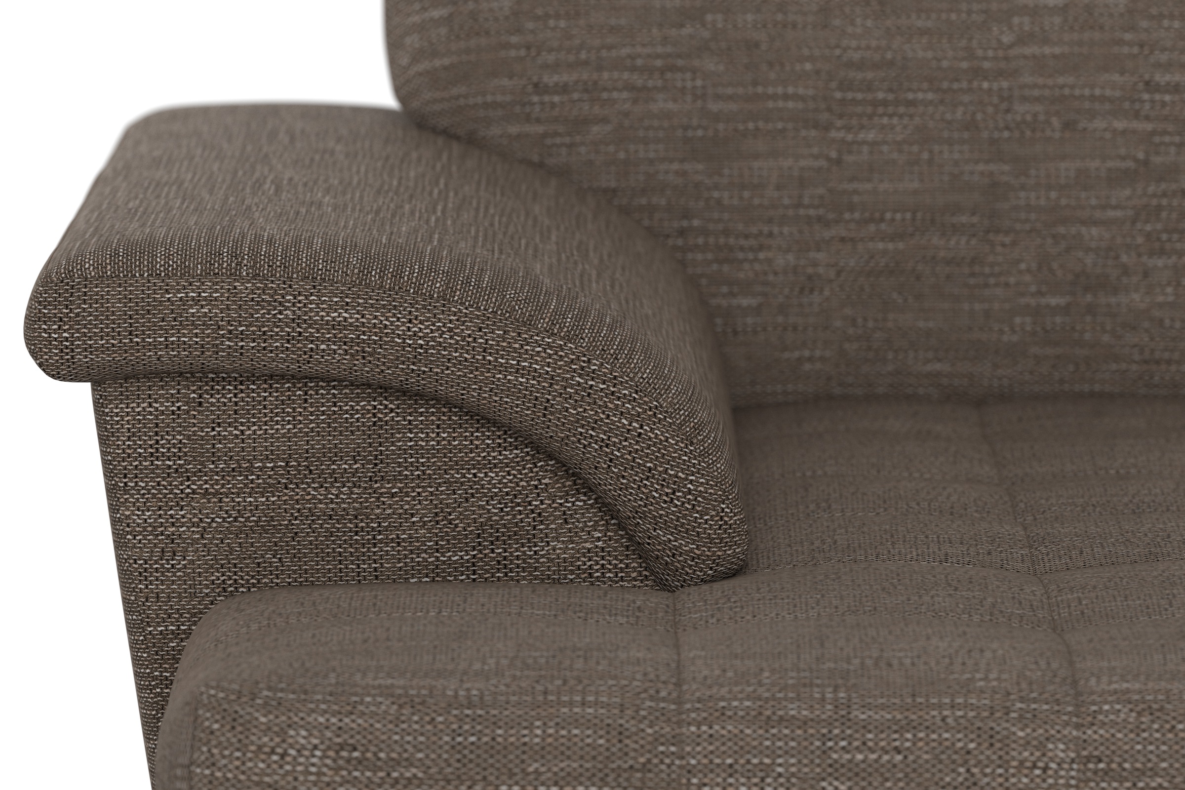 DOMO collection Wohnlandschaft »FRANZI optional mit Bettfunktion, Bettkasten & Kopfteilverstellung« U-Form, Recamiere links, beige-braun, B/T: 352/214 cm