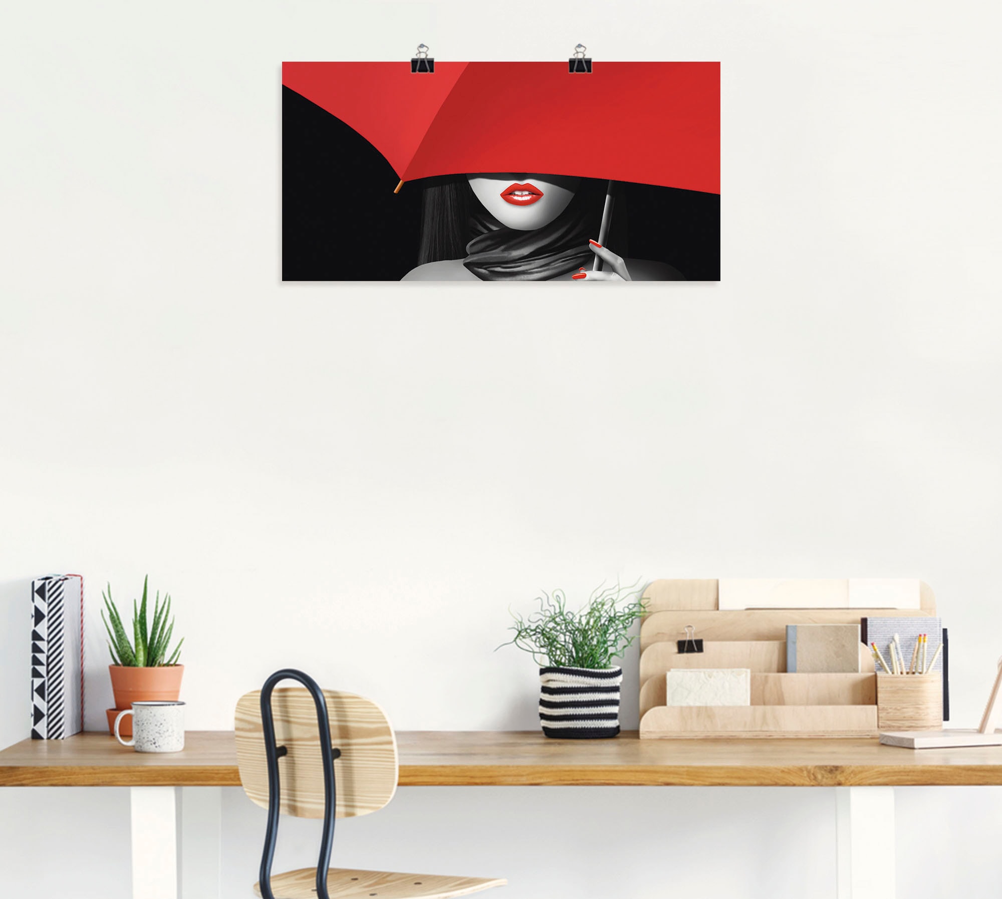 Artland Wandbild »Rote Lippen unter dem Regenschirm«, Frau, (1 St.), als Alubild, Outdoorbild, Poster, Wandaufkleber in verschied. Größen