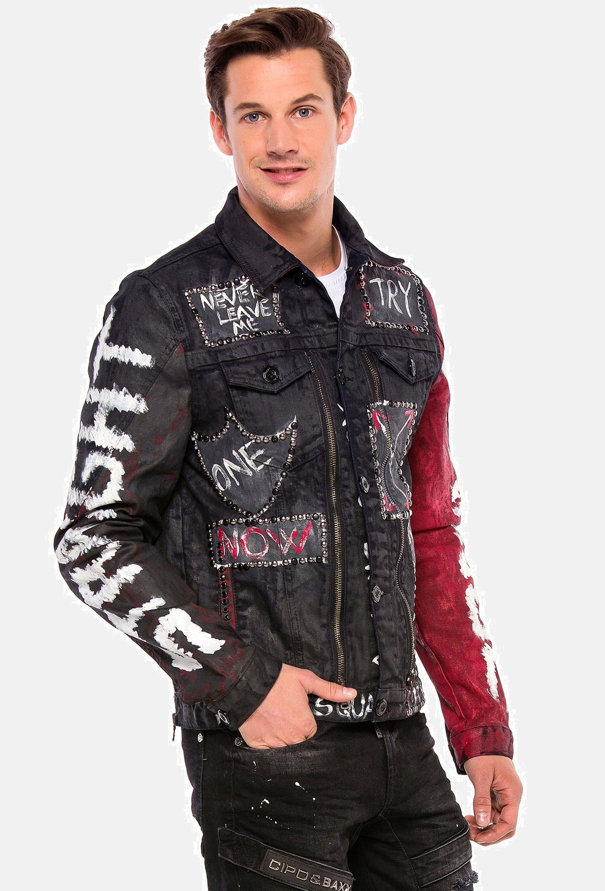Cipo & Baxx Jeansjacke »Cipo & Baxx Jacke« ohne Kapuze mit Knopfleiste, CJ248