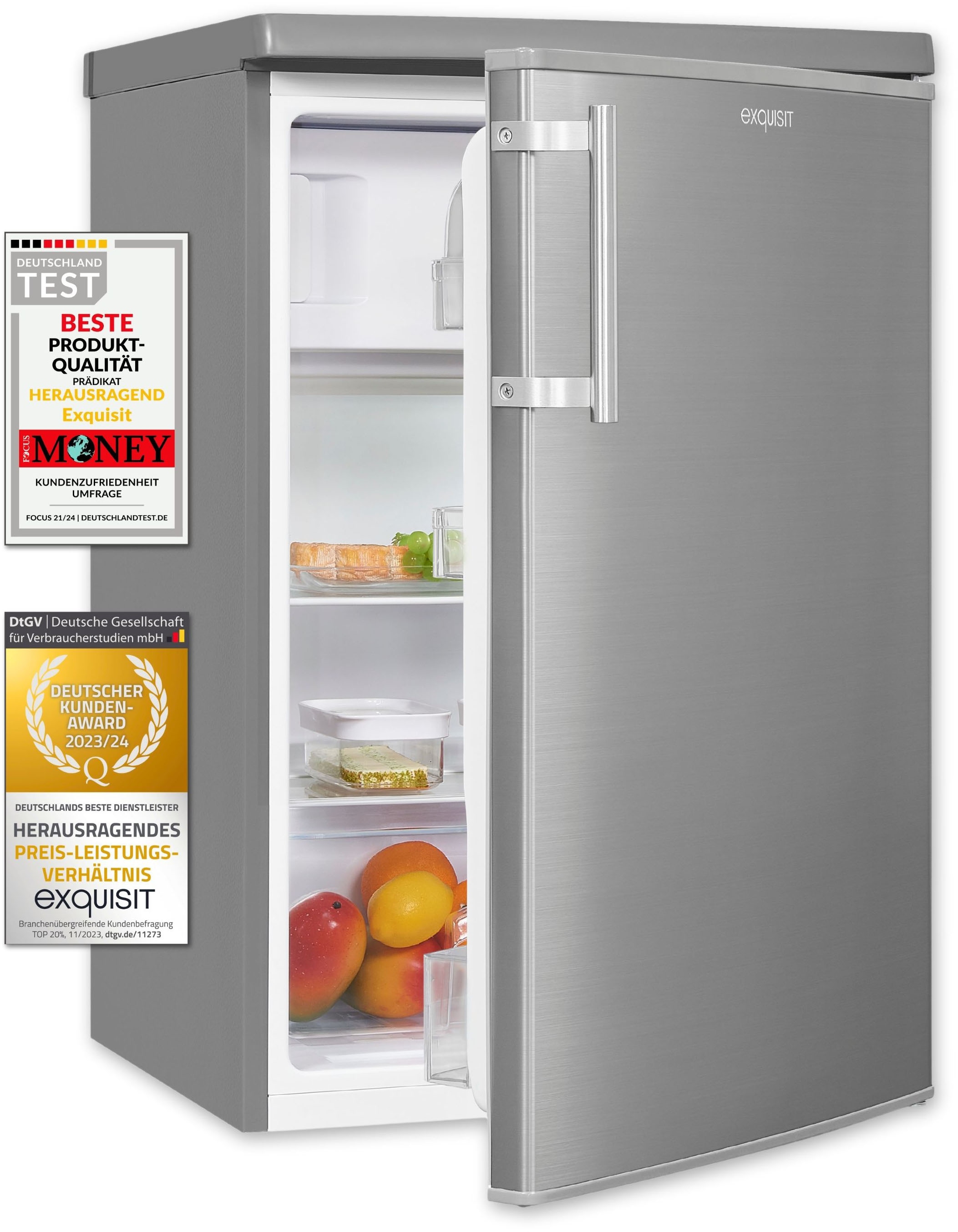 exquisit Kühlschrank »KS16-4-HE-040D inoxlook«, 109 Liter Nutzinhalt, stufenlose Temperaturregelung, 4 Sterne