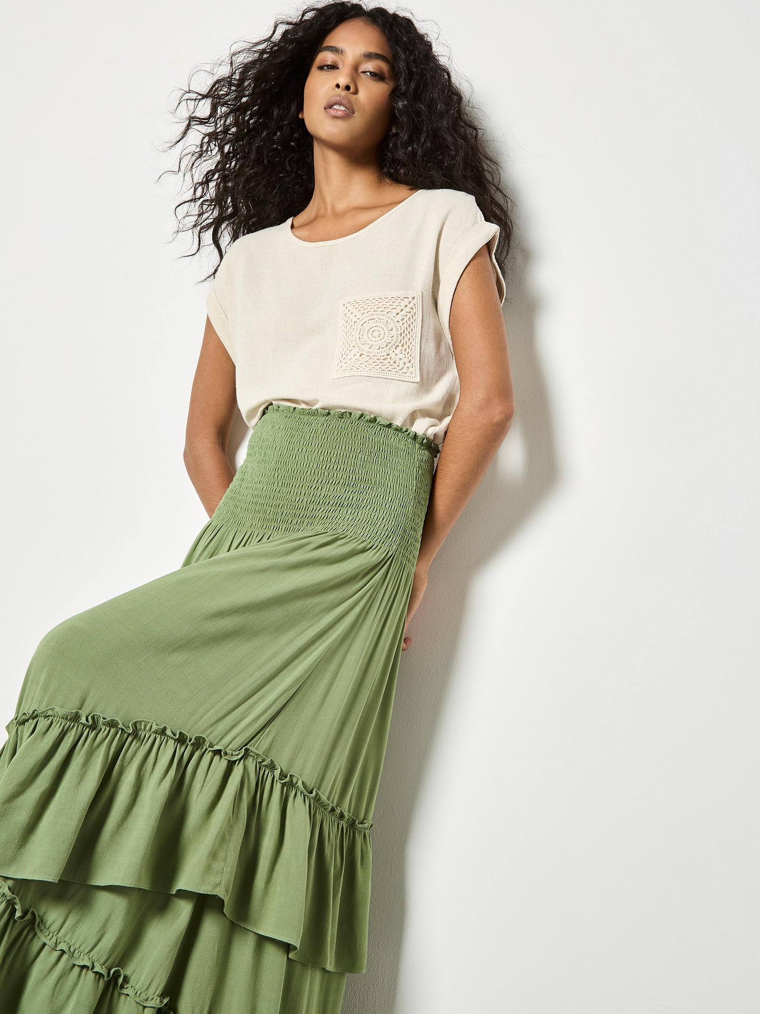 Apricot Bandeaukleid »Midikleid« mit Smokdetails