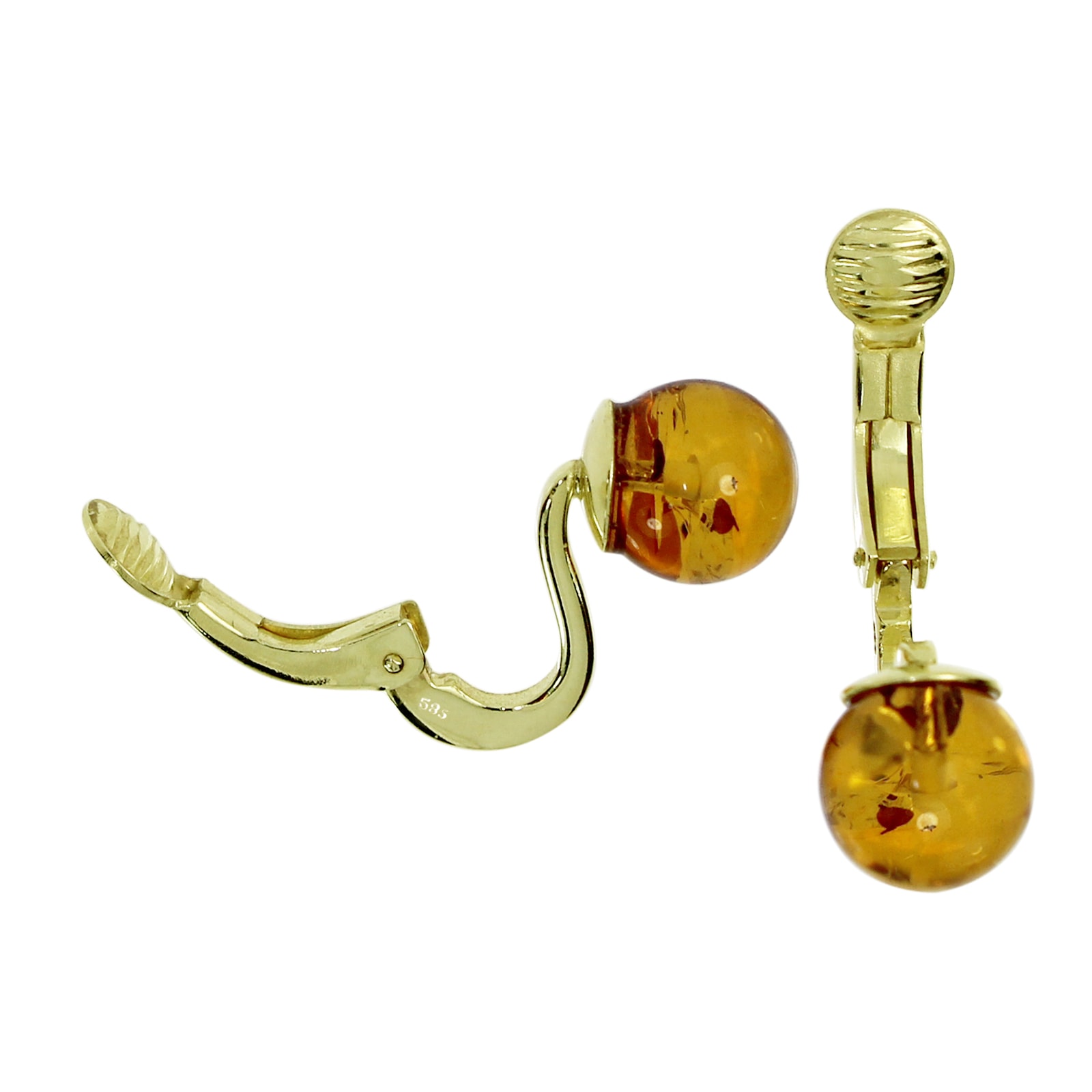 OSTSEE-SCHMUCK Paar Ohrclips »- Kugel 8 mm - Gold 585/000 - Bernstein«