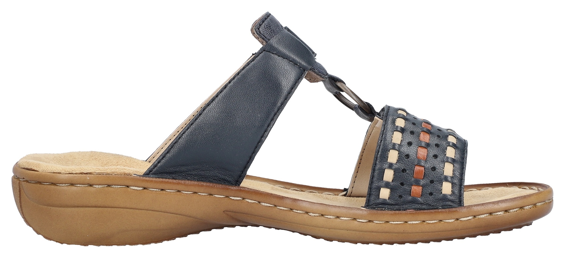 Rieker Pantolette, Keilabsatz, Sommerschuh, Schlappen mit praktischem Klettverschluss