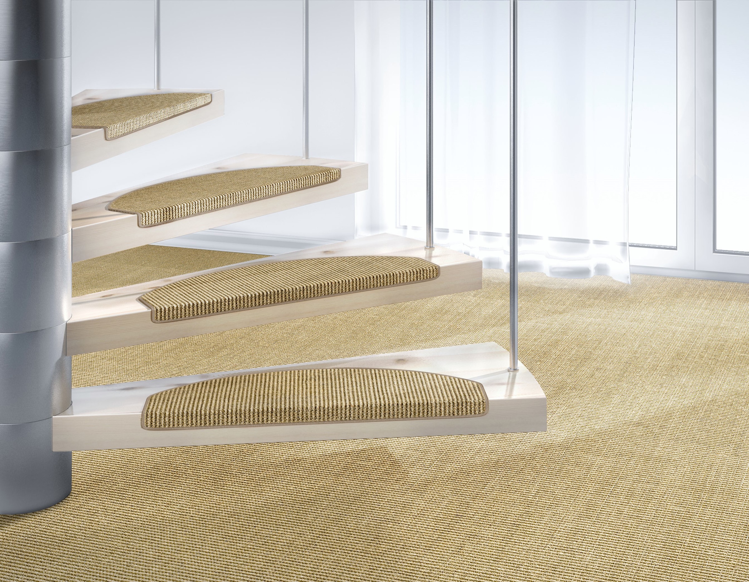 Dekowe Stufenmatte »Mara S2«, halbrund, 5 mm Höhe, 100% Sisal, große Farbauswahl, selbstklebend, auch als Set 15 Stück