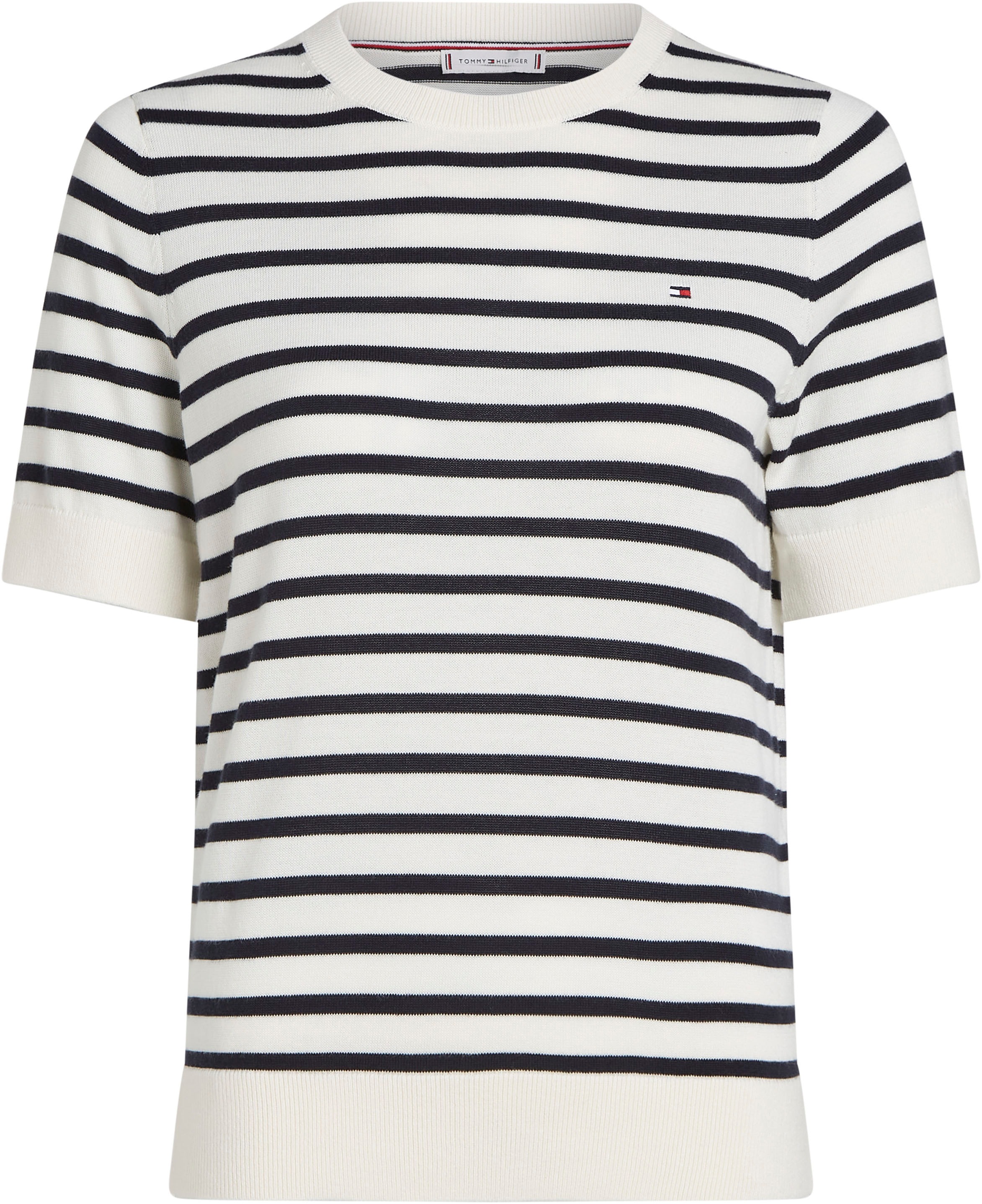 Tommy Hilfiger Kurzarmpullover »CO JERSEY STITCH C-NK SS SWEATER«, mit Logostickerei