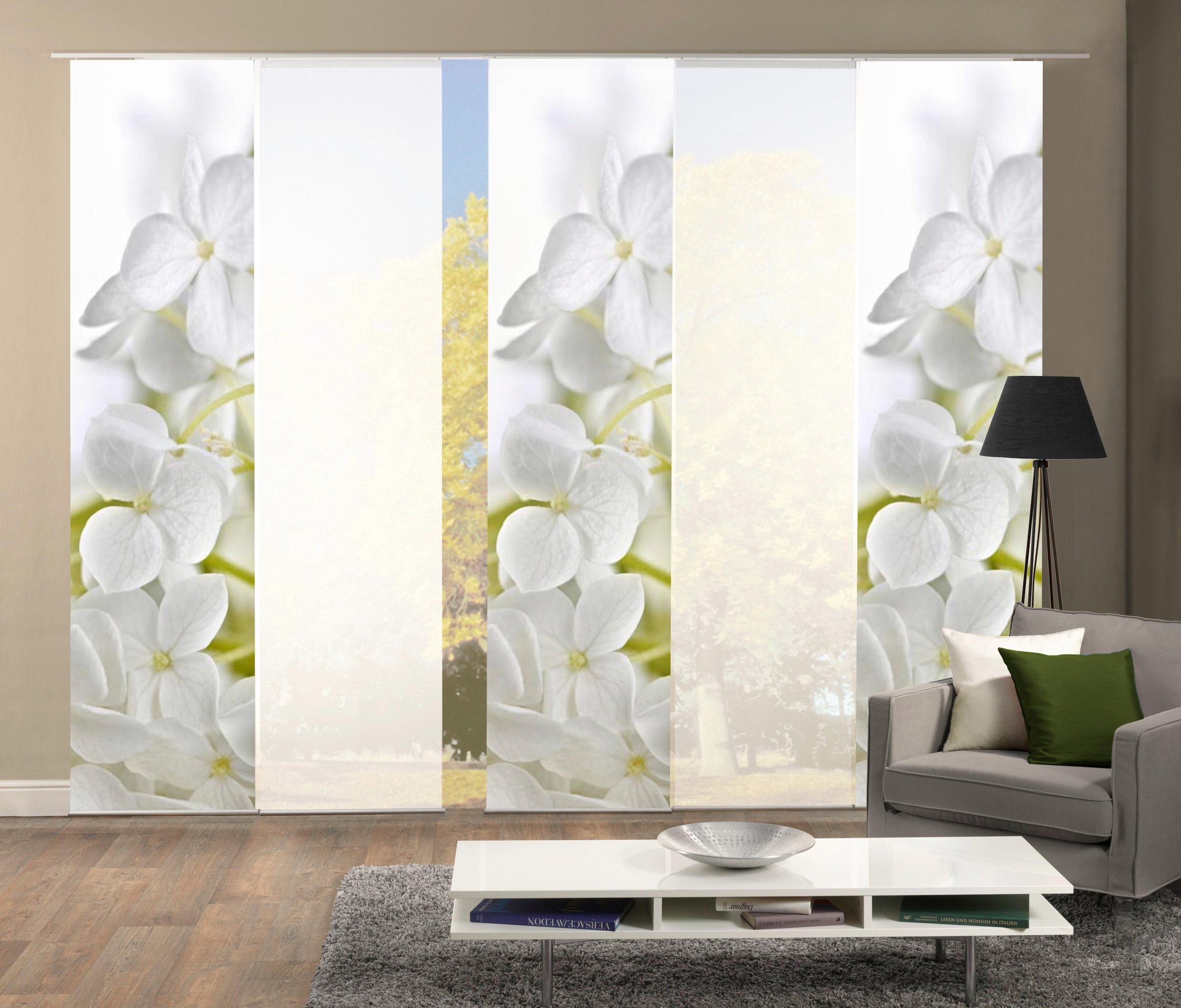 HOME WOHNIDEEN Schiebegardine »PADUA« Klettband 5 Stk. tlg. HxB: 245x60, inkl. Befestigungszubehör