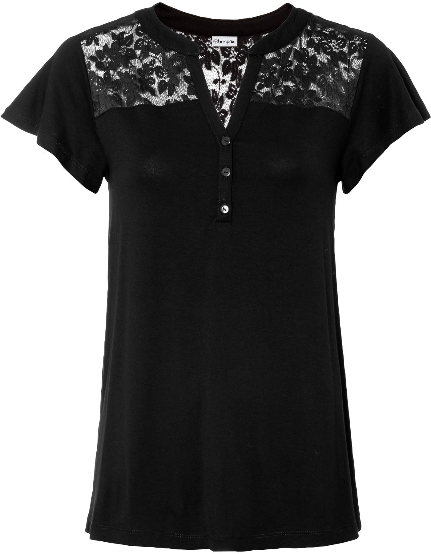 bonprix Henleyshirt »Henleyshirt aus Viskose-Mix« figurumschmeichelnde Passform, Kurzarm, aus Viskose-Mix mit Elasthan