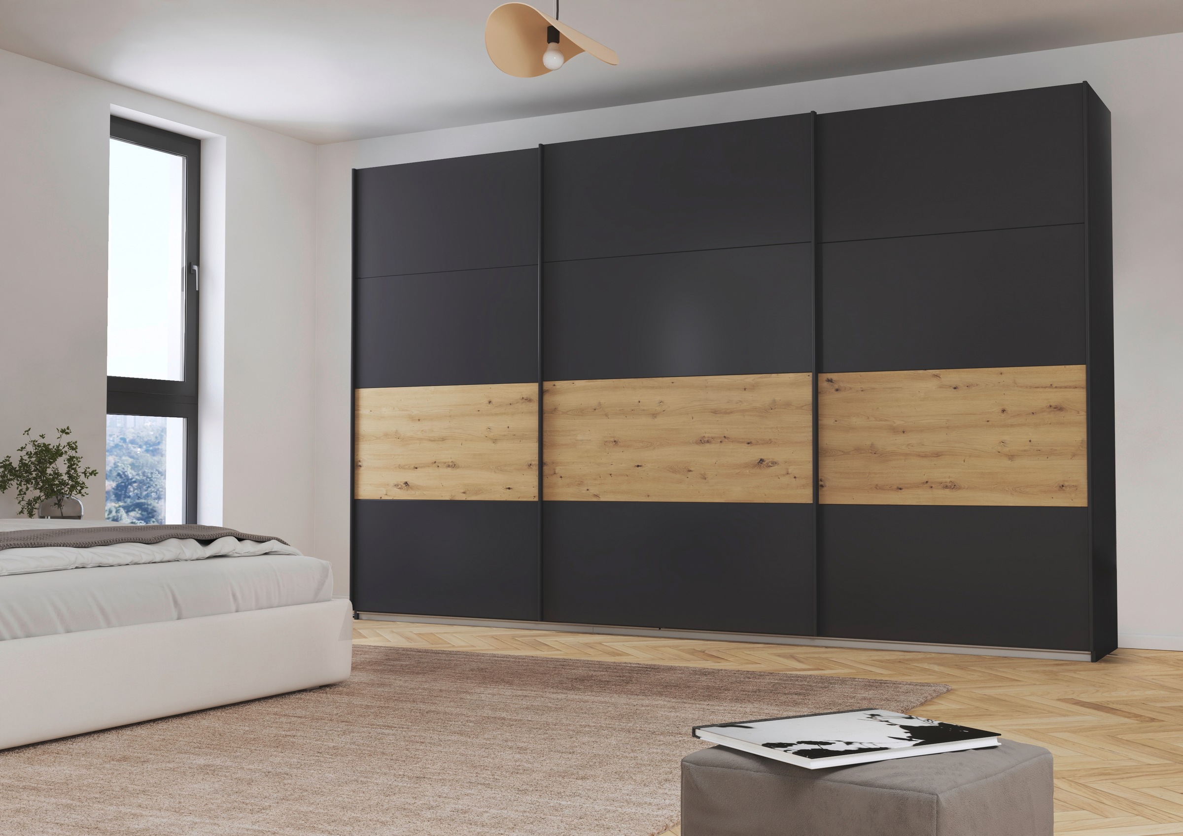 rauch Schwebetürenschrank »Schwebetürenschrank Kleiderschrank Schrank Garderobe CORTONA«, inkl. Inneneinteilung, 2 Stoffboxen und zusätzlichen Einlegeböden