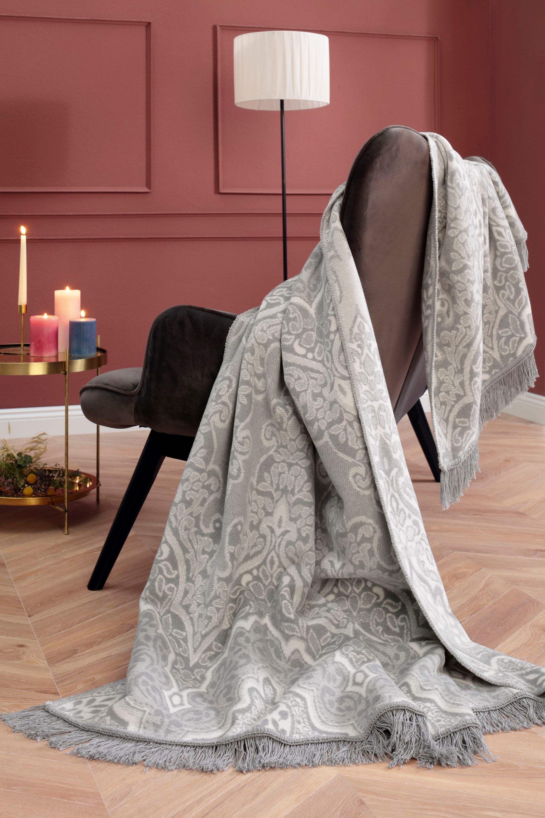 Biederlack Wohndecke »Lace«, mit hochwertiger Franse, Kuscheldecke