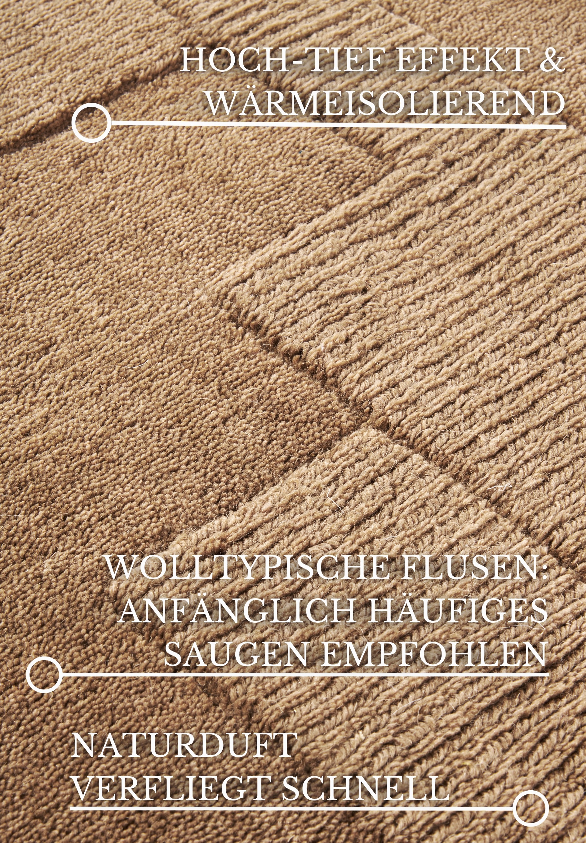 Villeroy & Boch Wollteppich »Wilhelmine«, rechteckig, 10 mm Höhe, Läufer, handgewebt, Wolle, Natur, Wohnzimmer, Geometrie, Boho