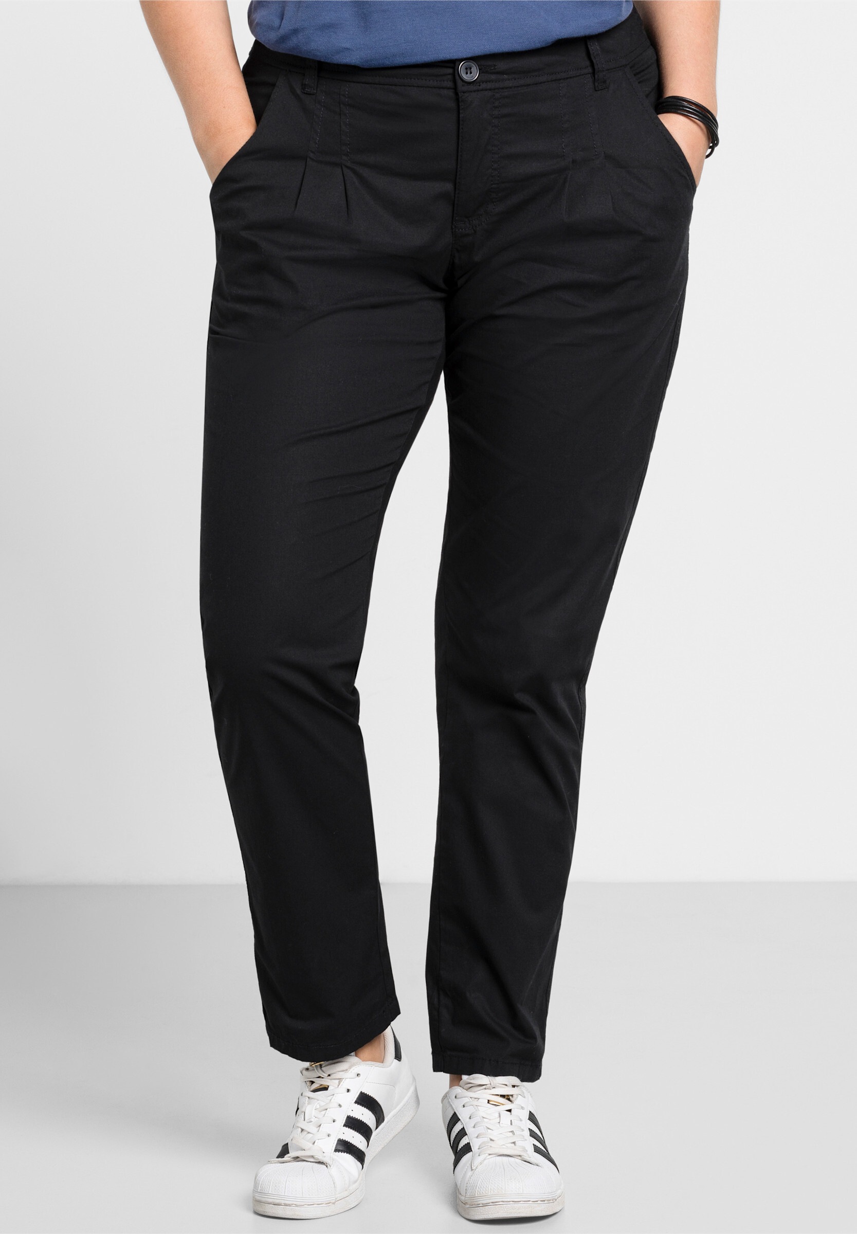 Sheego Chinohose »Chinohose Chinohose mit Bundfalten«  in Stretch-Qualität