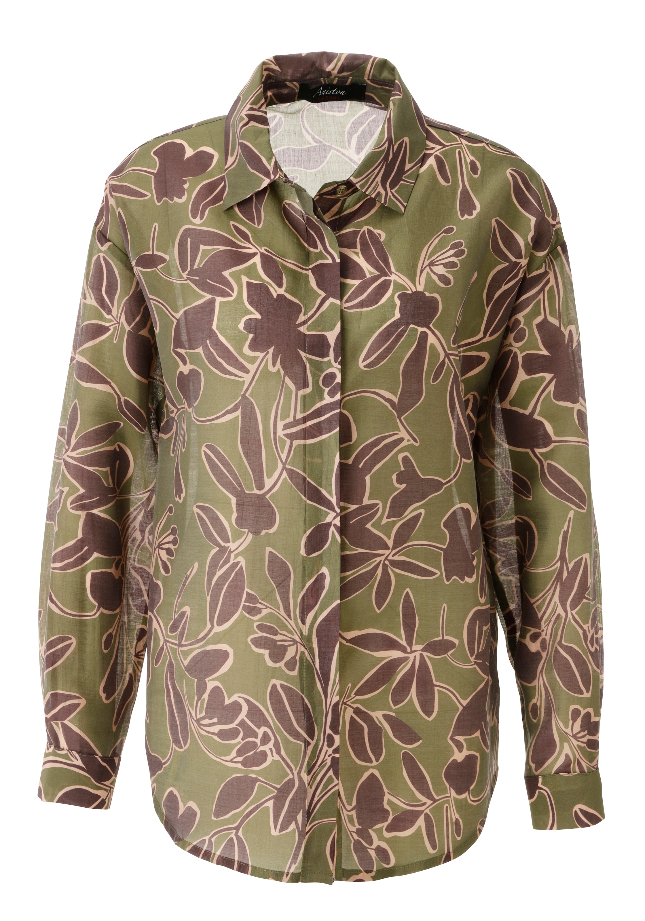 Aniston CASUAL Hemdbluse mit großflächigen, grafischen Blumen bedruckt - NEUE KOLLEKTION