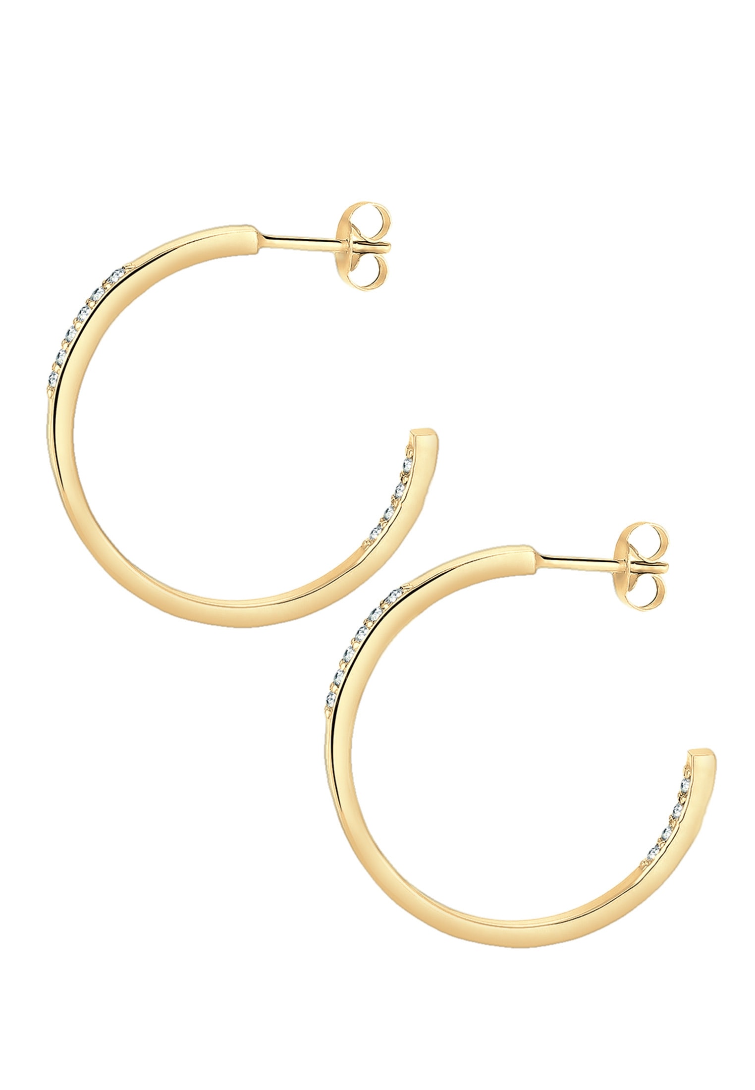 Elli Paar Creolen »Ohrringe Creolen mit Glas Kristallen Weiß 925 Sterling Silber, mit Kristallen von Swarovski®«