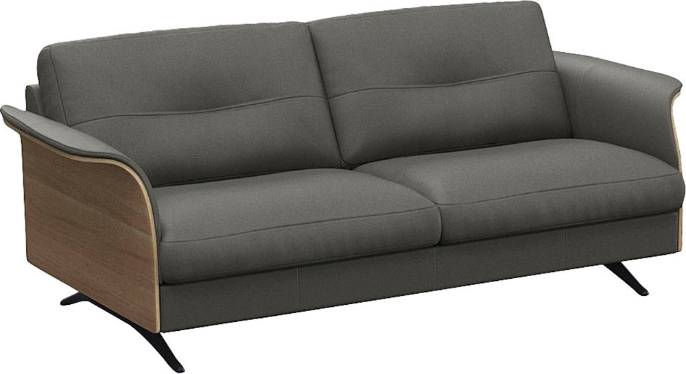 FLEXLUX 2,5-Sitzer »Glow Sofa, Couch, Premium-Sitzkomfort: Kaltschaum & Federkern« Armlehnenblende in geölter Eiche, Fuß schwarz