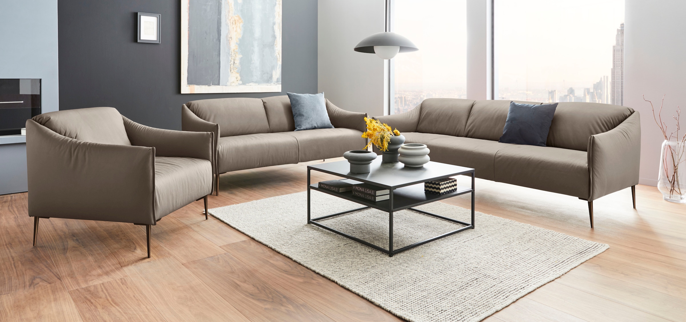 W.SCHILLIG 2,5-Sitzer »sally Design-Sofa, Loungesofa, bequem, schmale Armlehnen, Breite 194cm« mit Metallfüßen in Bronze pulverbeschichtet, Breite 194 cm