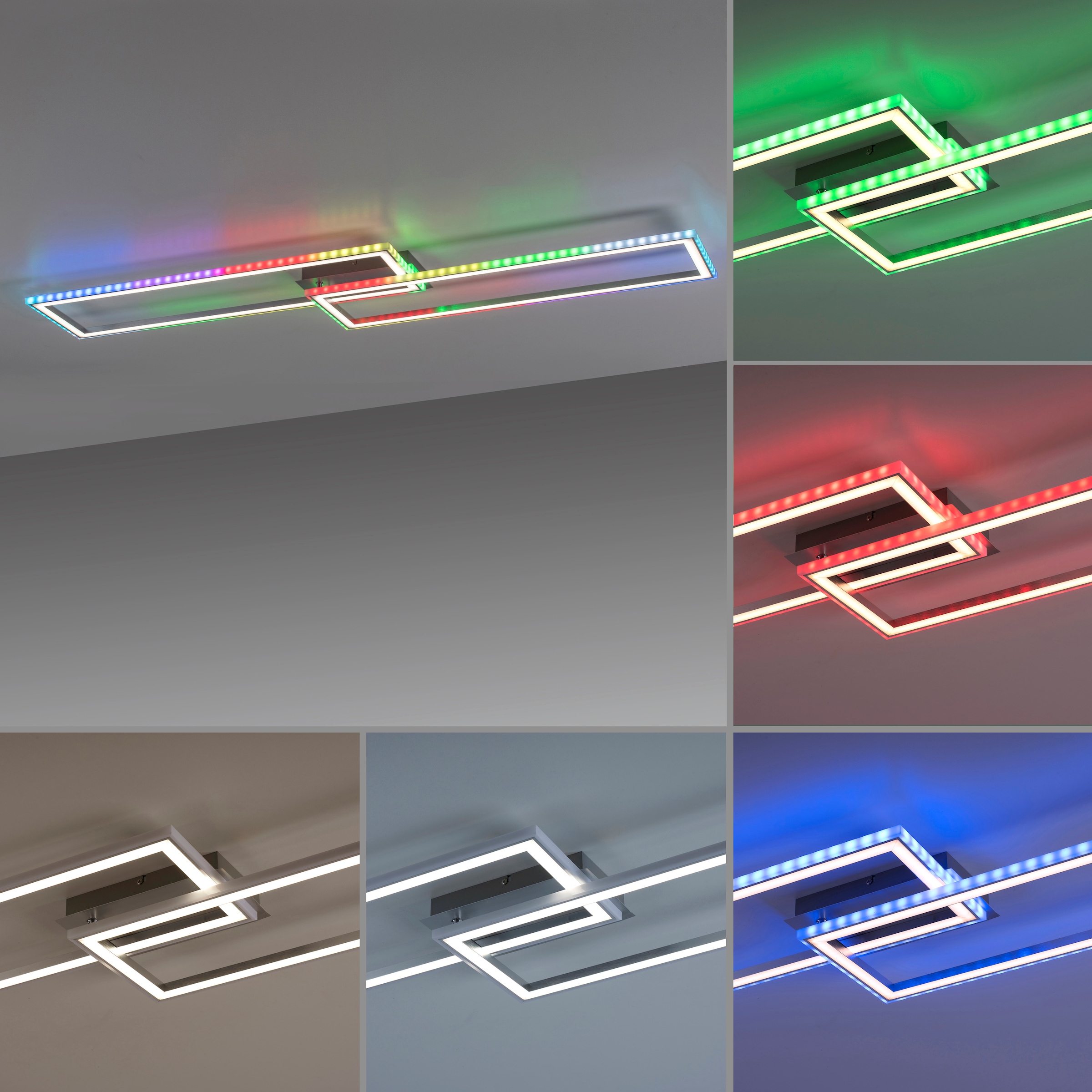 JUST LIGHT Deckenleuchte »FELIX60«, 2 flammig, Leuchtmittel LED-Board-LED-Board | LED fest integriert-LED fest integriert, LED, CCT - über Fernbedienung, RGB-Rainbow, Infrarot inkl., dimmbar