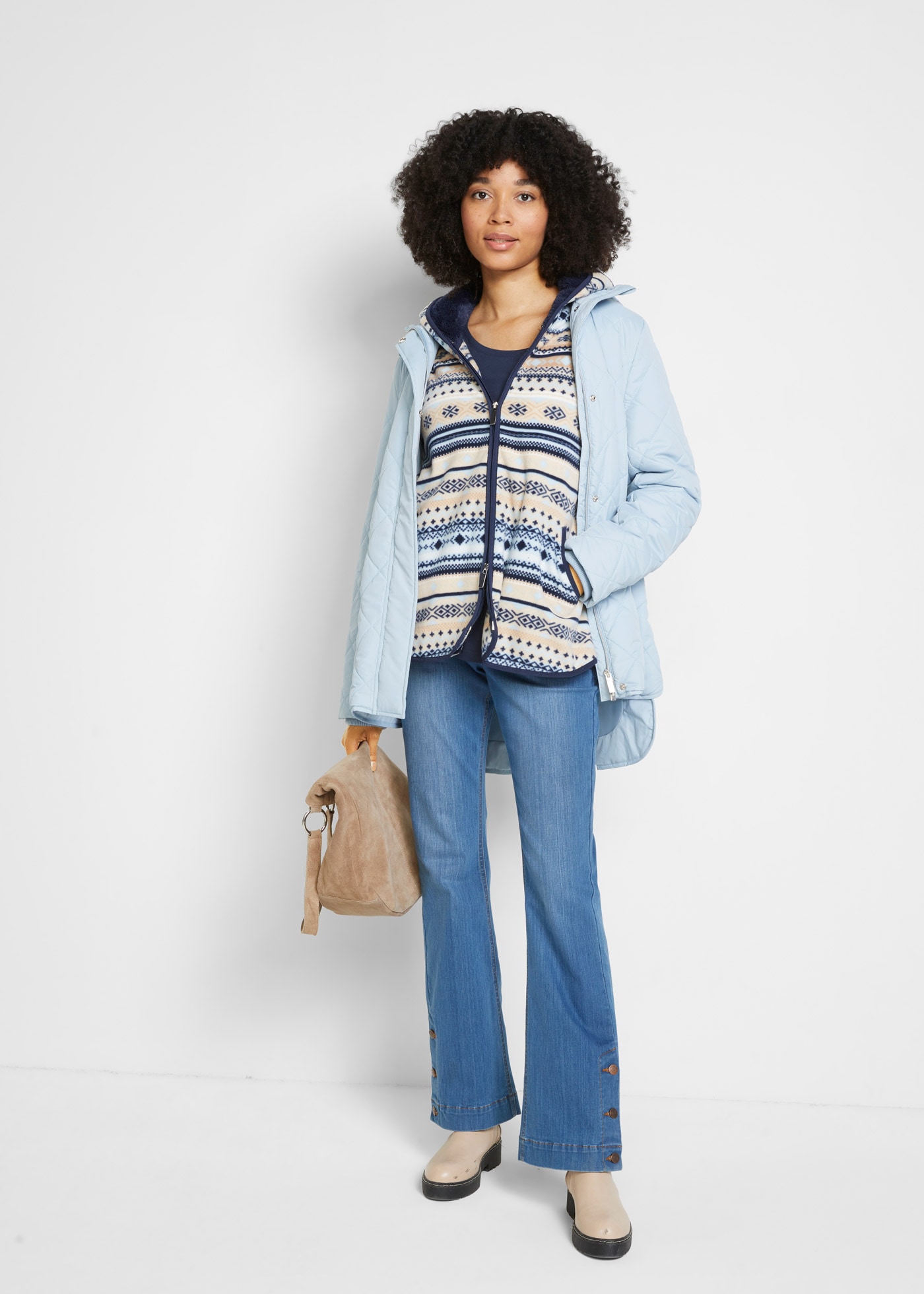 bonprix Fleecejacke »Kapuzen-Fleecejacke mit Norweger-Muster« mit Kapuze Kapuzen-Fleecejacke mit Norweger-Muster