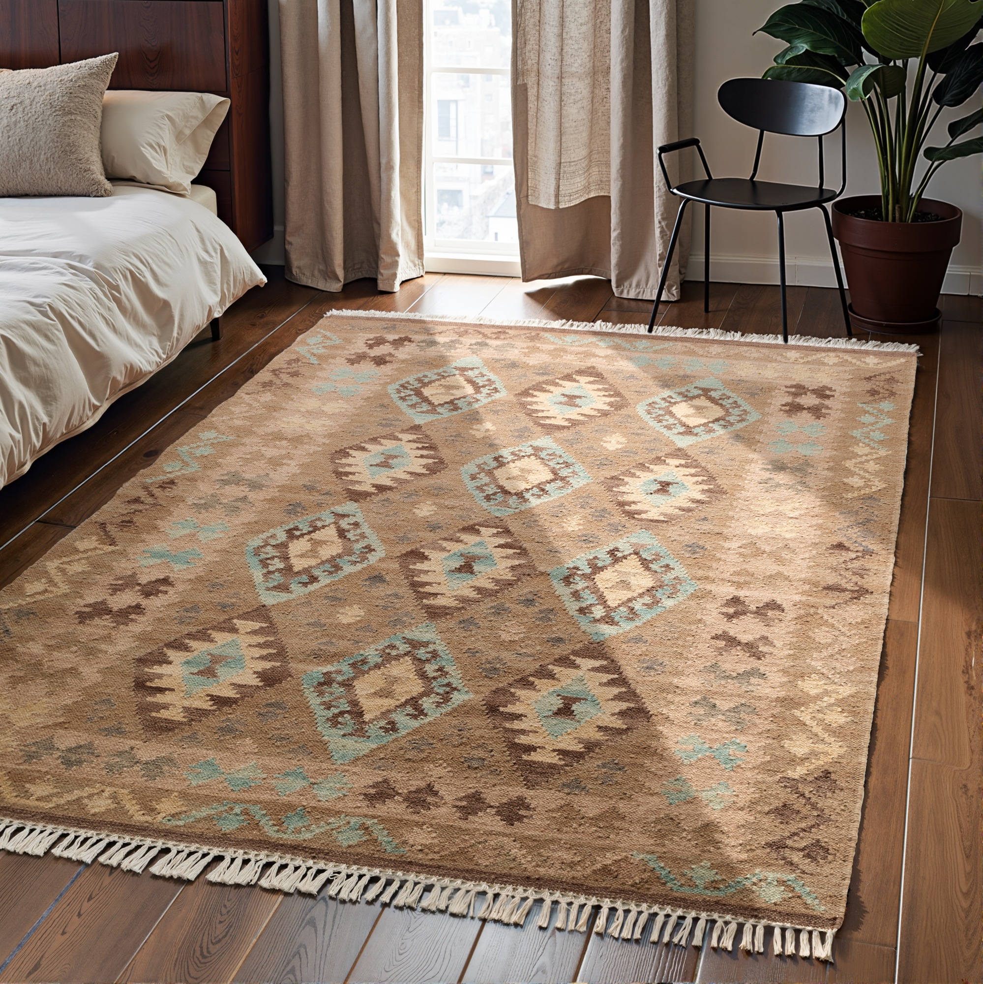 HANSE Home Teppich »Kelim Dune«, rechteckig, 3 mm Höhe, Wolle, Baumwolle, Natur, Handgewebt, orientalisch, Boho, traditionell