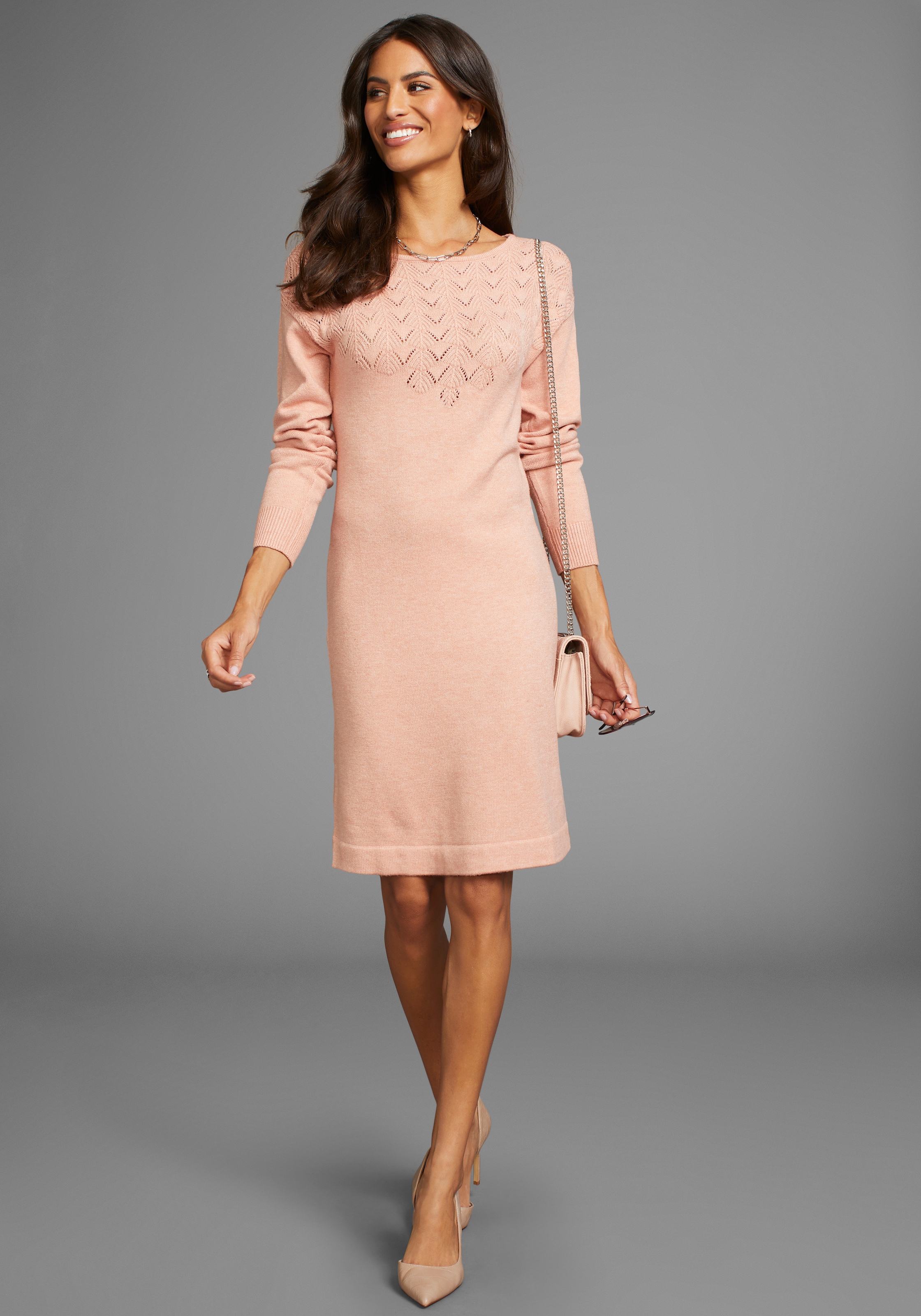 Laura Scott Strickkleid, mit Ajourdetails