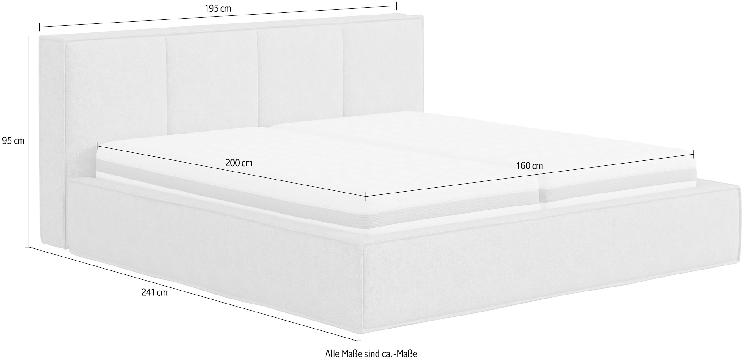 COTTA Polsterbett »MILANO II inkl. Bettkasten, erhältlich in den Breiten 160 & 180cm« ohne Matratze und Topper