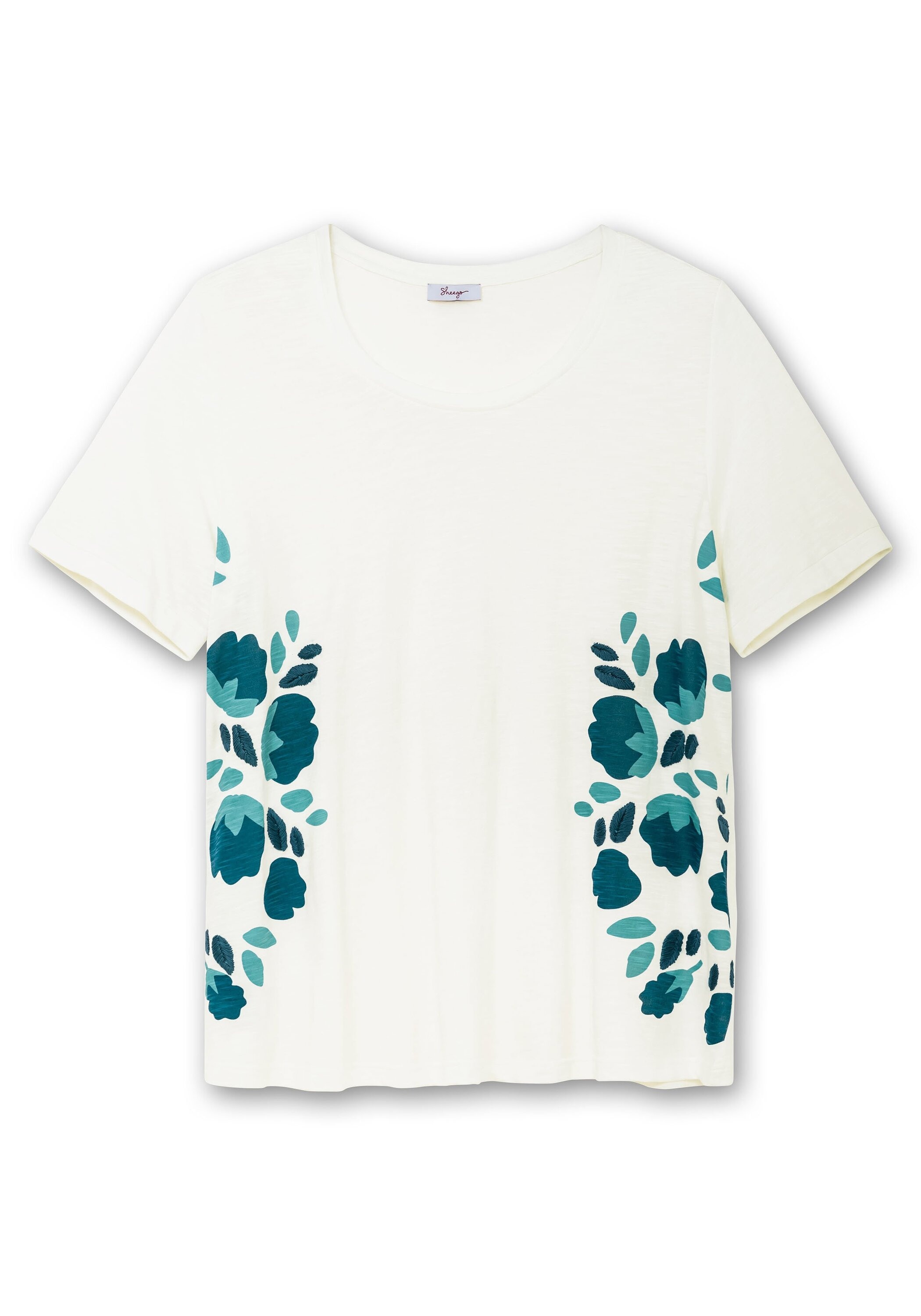 Sheego T-Shirt »A-Linien-Shirt mit Floral-Druck und Stickerei«