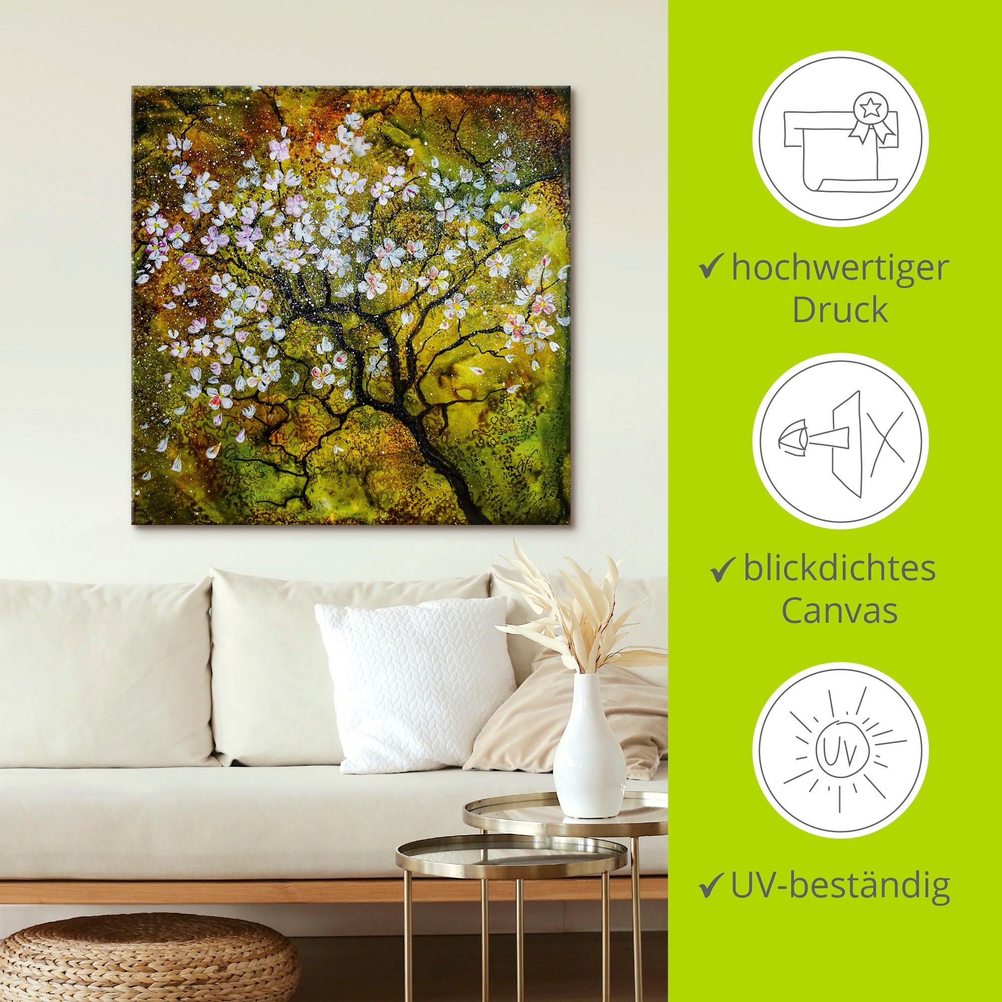 Artland Leinwandbild »Kirschblüte« Baumbilder 1 Stk. tlg. auf Holzrahmen gespannt