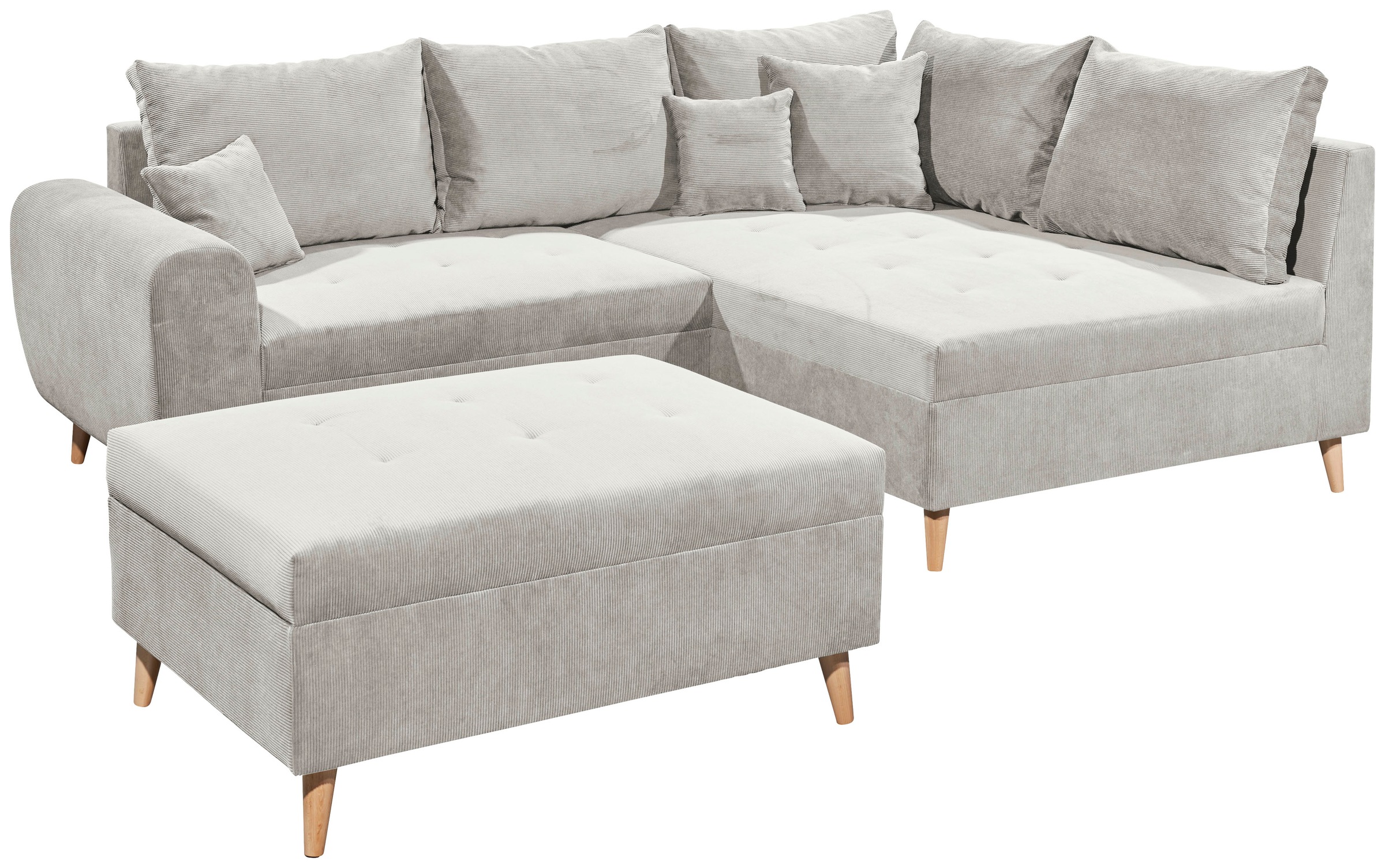 ED EXCITING DESIGN Ecksofa »Calanda L-Form«, mit Hocker & 3 Zierkissen
