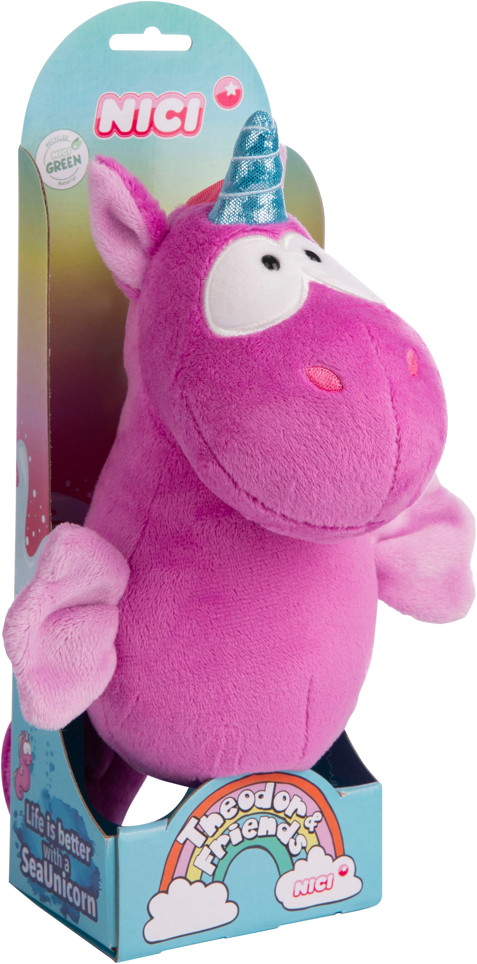 Nici Kuscheltier »Theodor & Friends, Seepferdchen Laguna Rainbow, 27 cm«, enthält recyceltes Material (Global Recycled Standard)