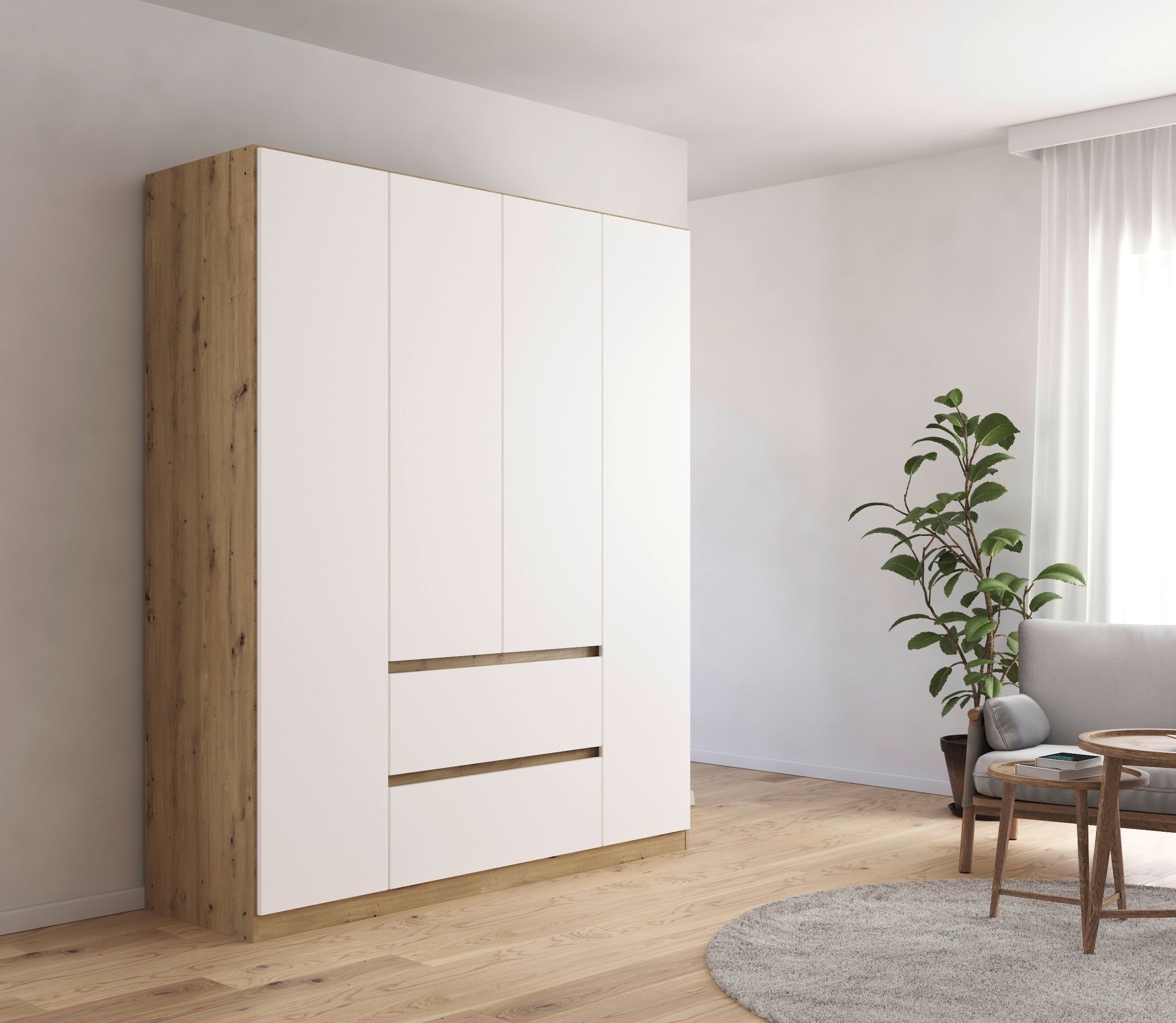 rauch Drehtürenschrank »Kleiderschrank Schrank Garderobe Garderobenschrank MAINZ« grifflose Front, Außentüren mit Push-to-Open Funktion MADE IN GERMANY