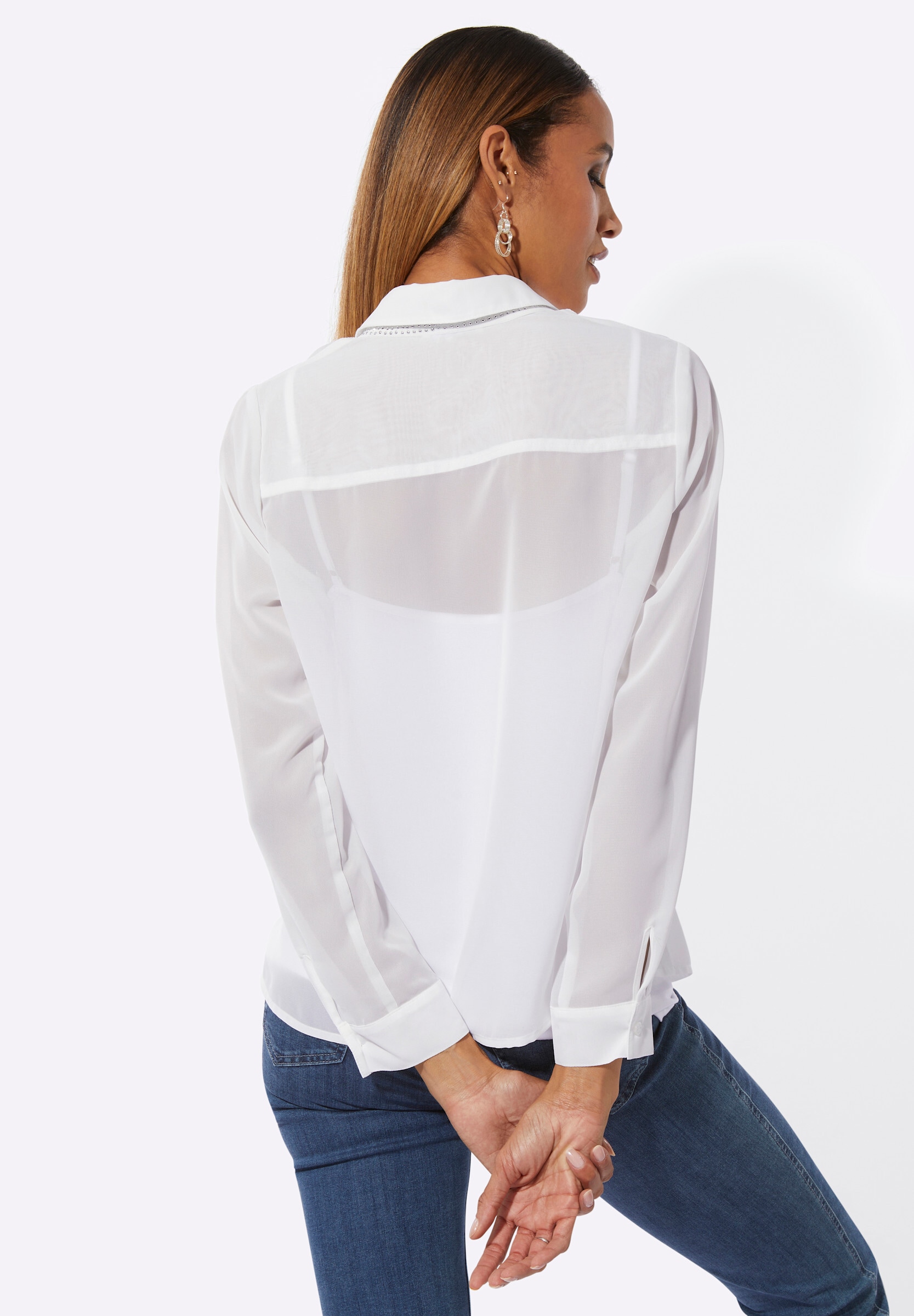 creation L Schlupfbluse »Georgette-Bluse Schluppenbluse mit einknöpfbarem Jersey-Top«