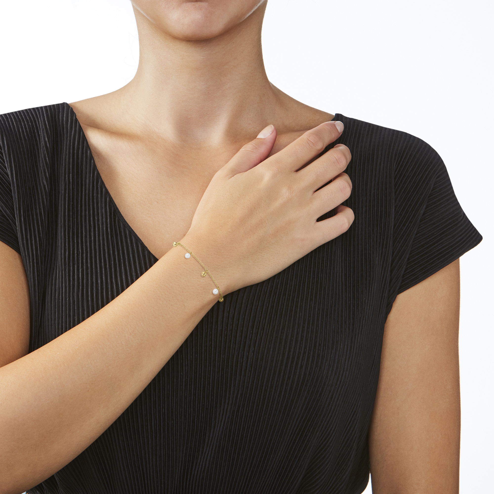 Luigi Merano Armband »Armband Süßwasserperlen + Goldkugeln, Gold 585«
