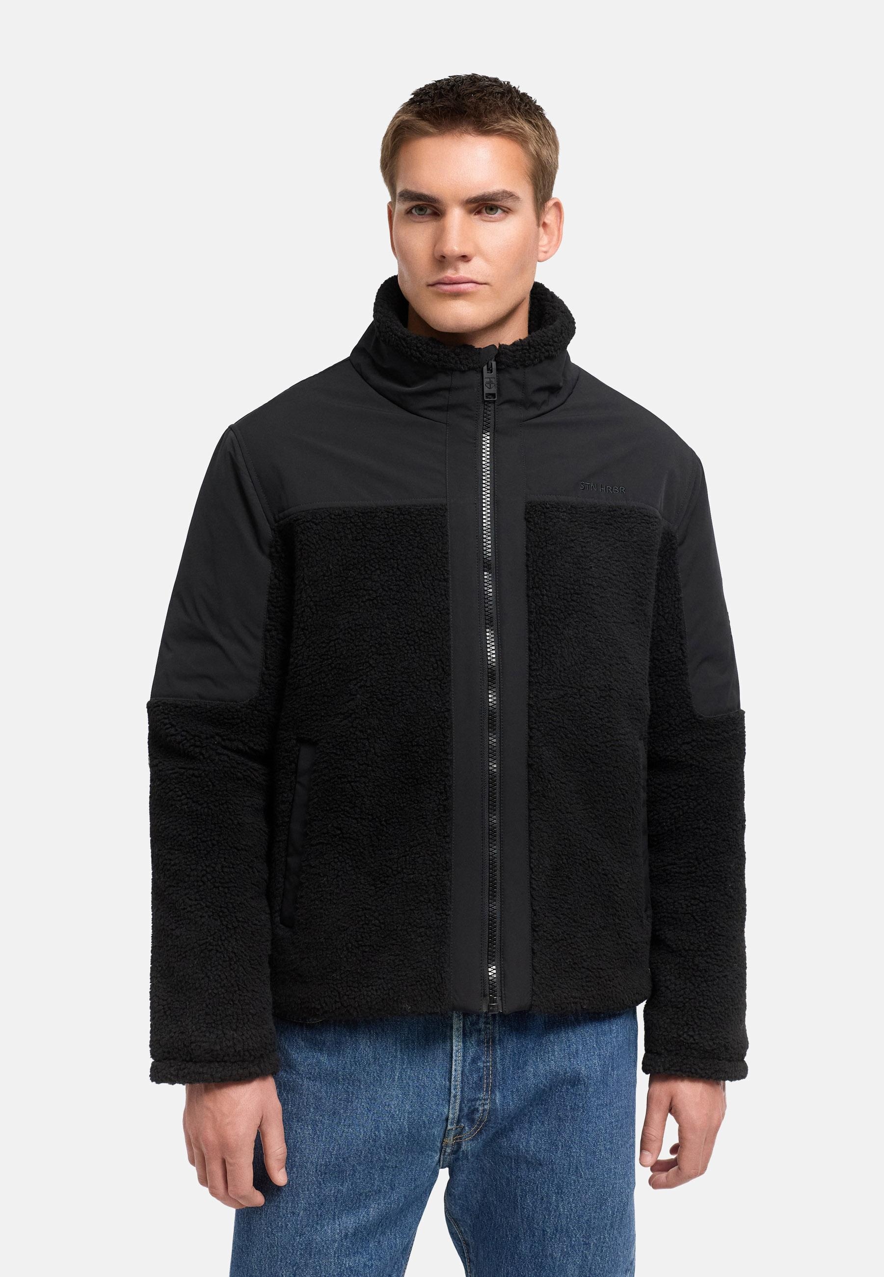 Stone Harbour Plüschjacke »Plüschjacke Riveen XX« ohne Kapuze Warme Winterjacke mit Teddyfleece Materialmix