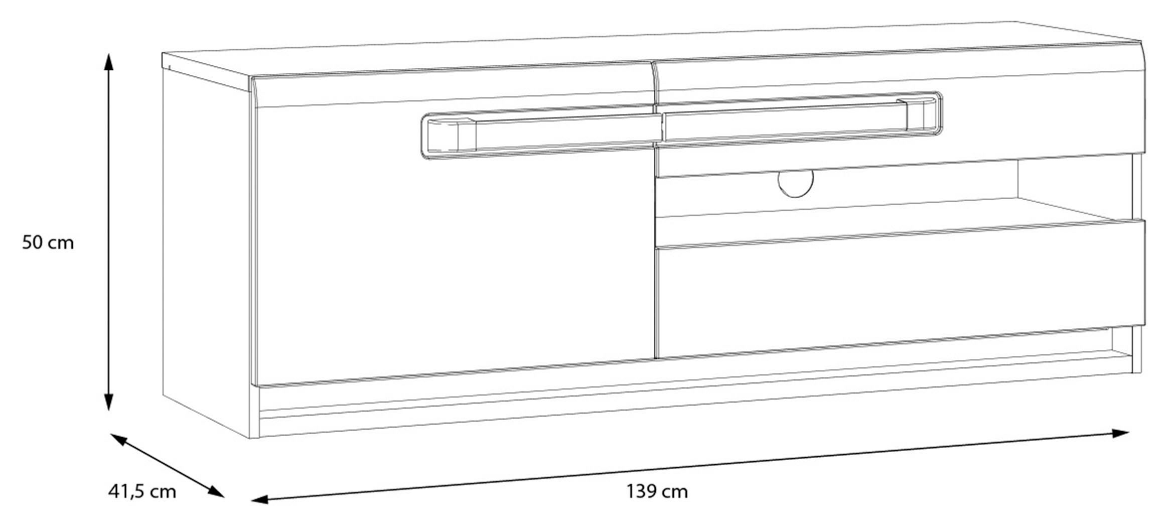 FORTE Lowboard »Attention TV-Board, TV-Schrank«, TV-Board, Beleuchtung, Soft Close, Kabelführung