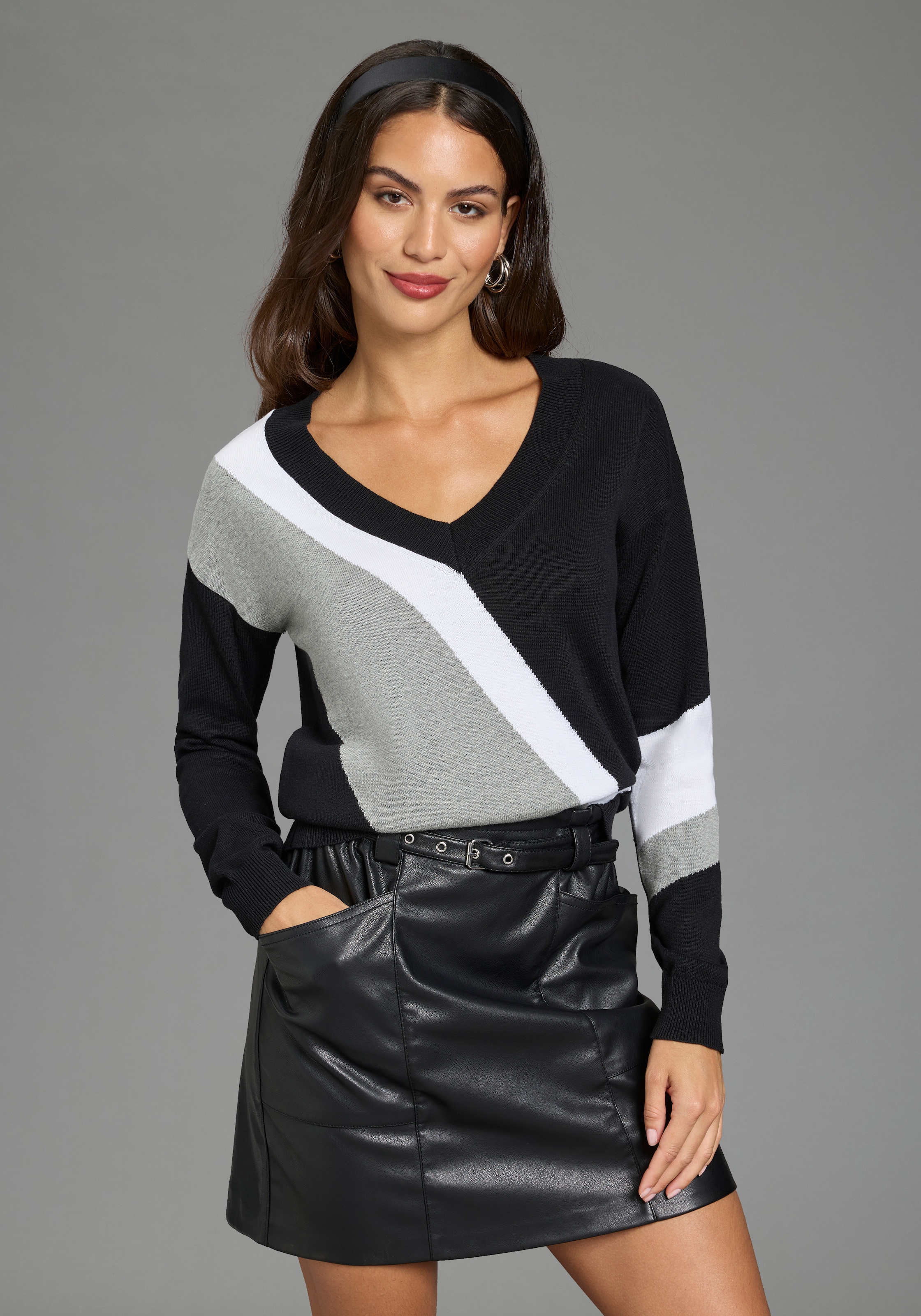 H.I.S Strickpullover in Streifenoptik mit Rundhalsausschnitt