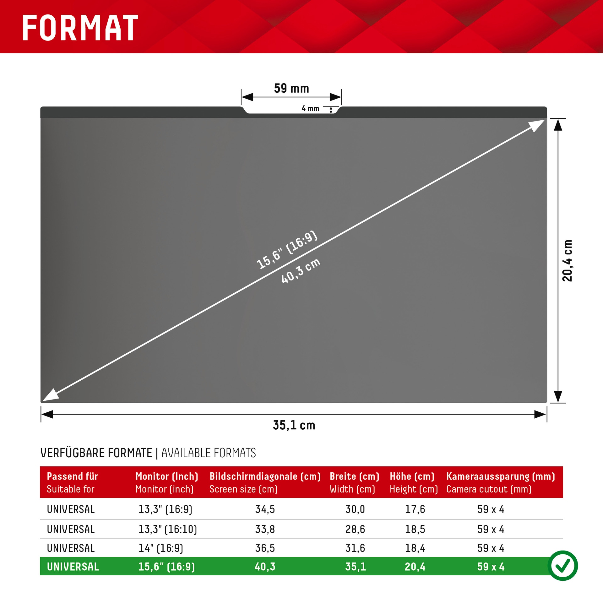 Displex Displayschutzfolie »Privacy Safe - Universal 15,6, 16:9«, Blickschutzfilter