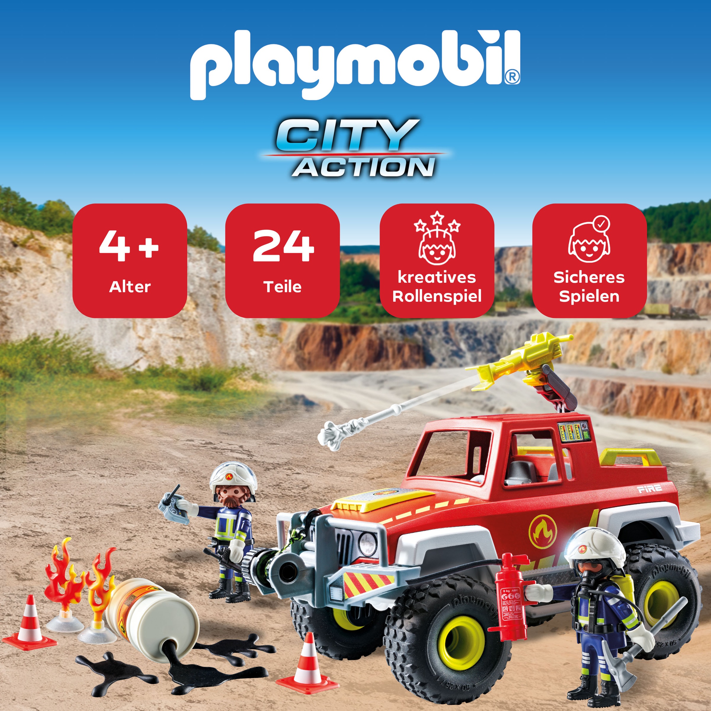 Playmobil® Konstruktions-Spielset »Feuerwehrtruck (71824), Playmobil Action Heroes«, (68 St.)