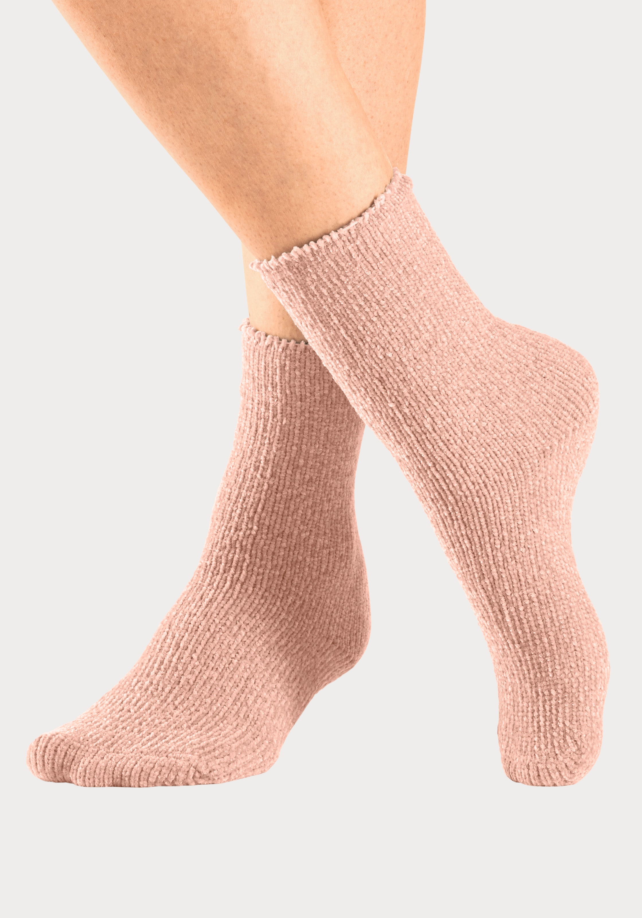 Lavana Kuschelsocken »Bettsocken«, (Packung, 5 Paar), mit weichem, leicht glänzendem Chenillegarn