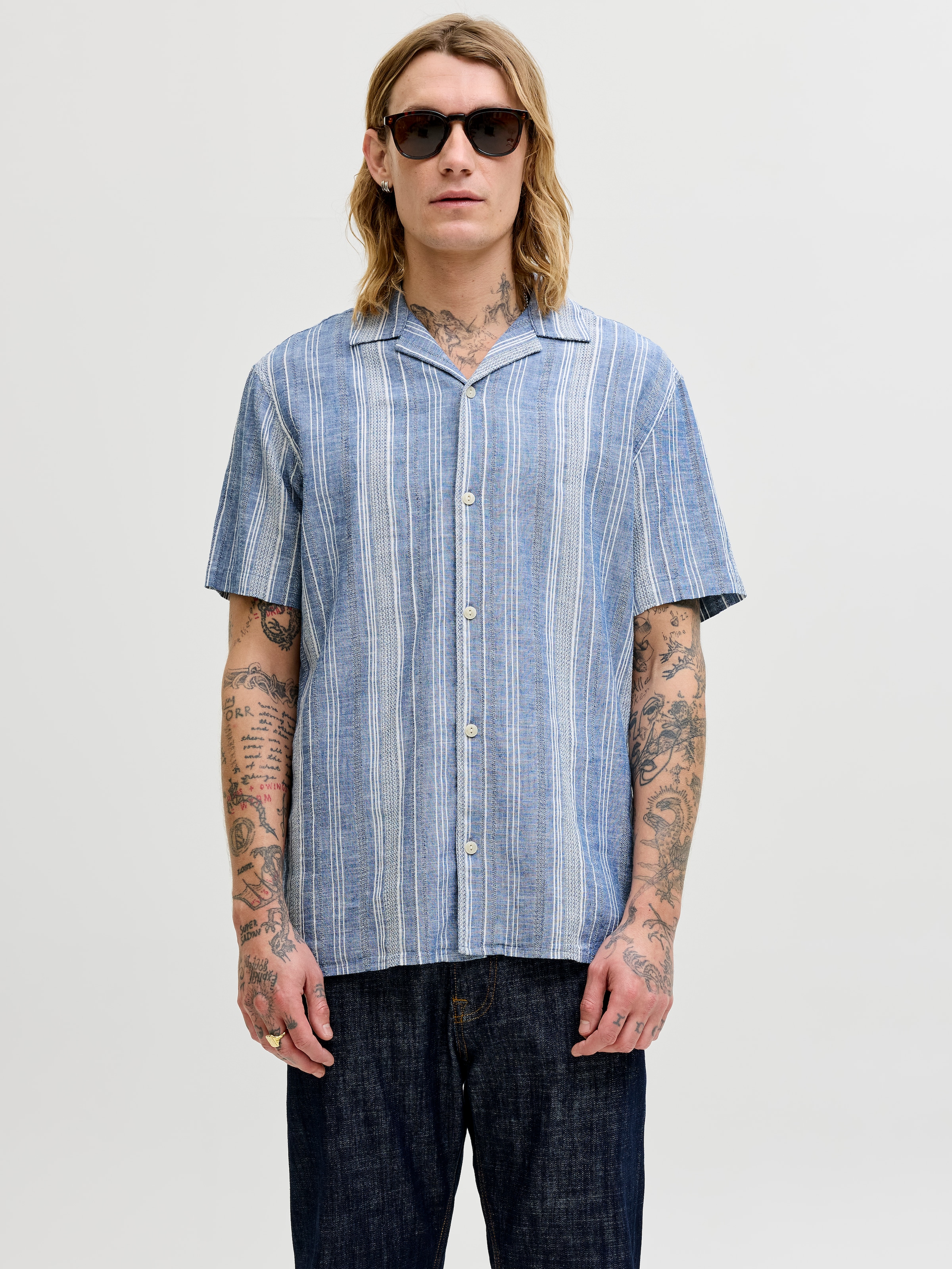 Jack & Jones Kurzarmhemd »JPRBLUSUMMER LIN. BLEN DOBBY SS SHIRT SN«