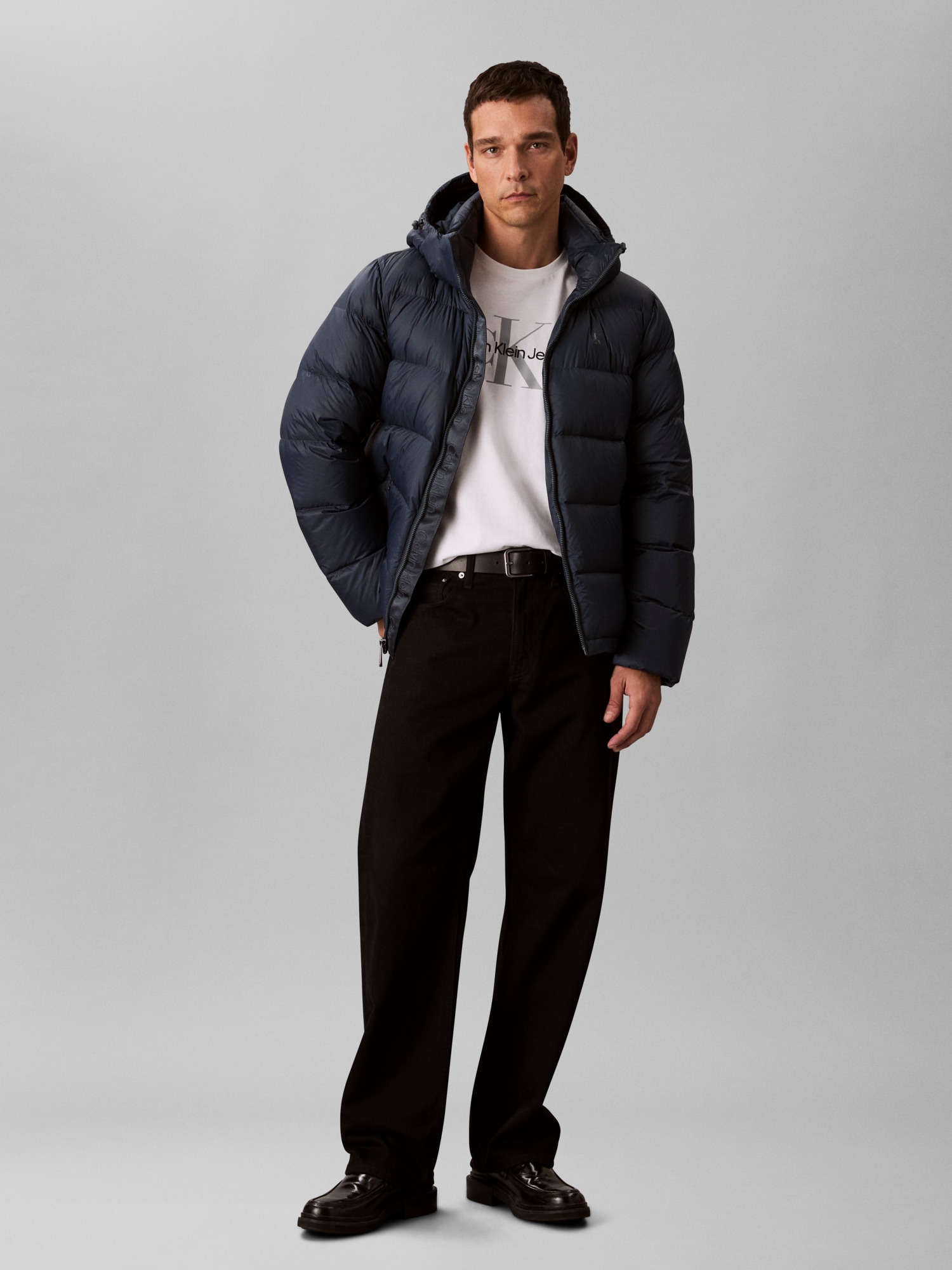 Calvin Klein Jeans Steppmantel »LS NYLN ZP OFF HD DW«, Mit Rundhalsausschnitt