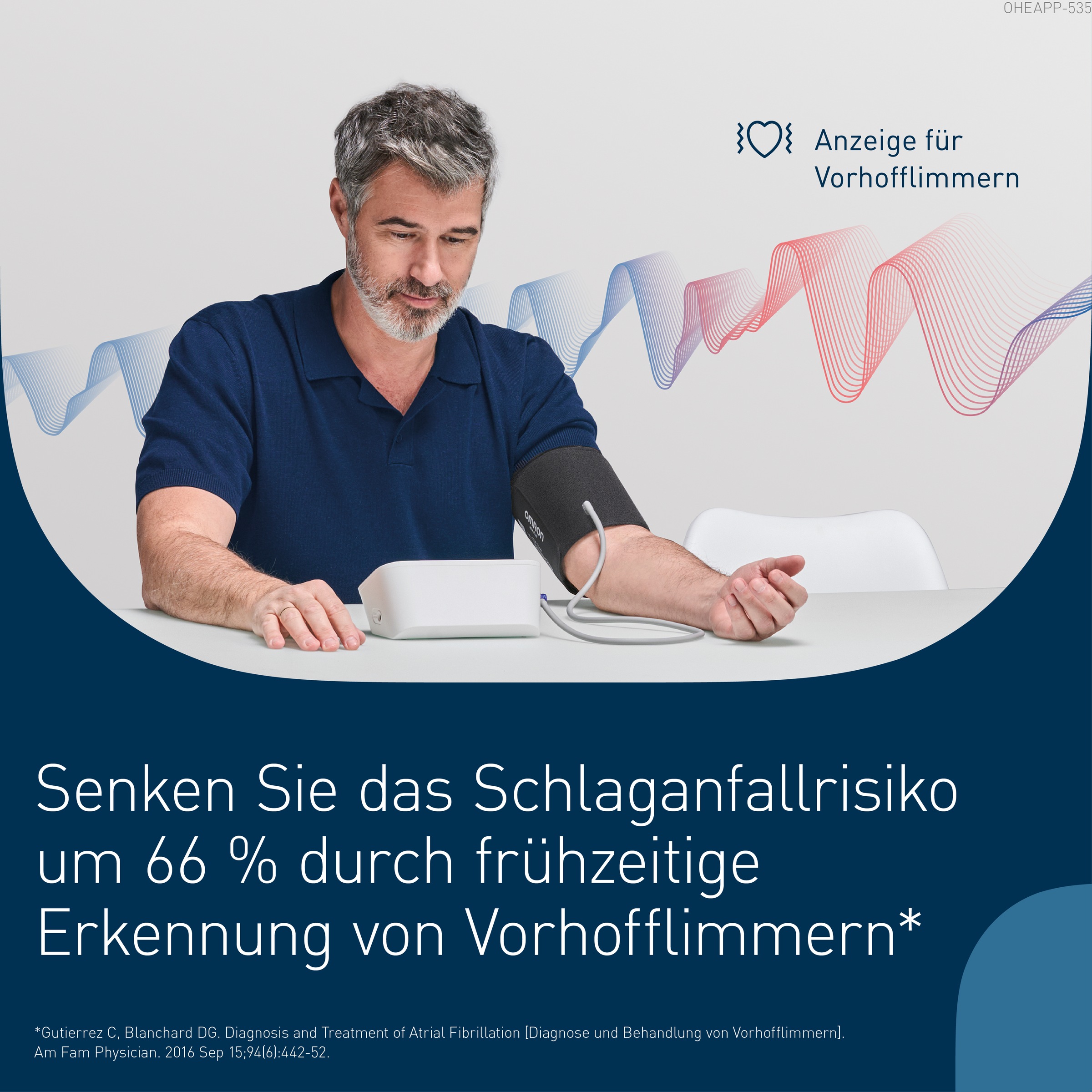 Omron Oberarm-Blutdruckmessgerät »X7 Smart AFib, 2 Nutzer, mit AFib Screening bei jeder Messung und App« klinisch validiert, für Diabetiker und Schwangere, 22-42 cm Manschette