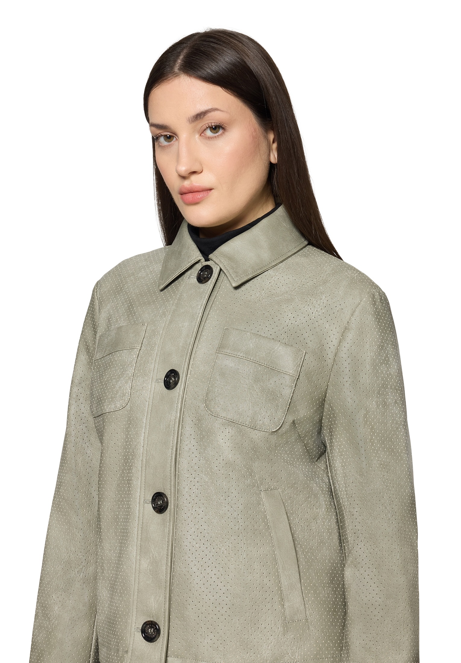 Amber & June Lederimitatjacke »Kunstleder-Jacke mit Kragen«